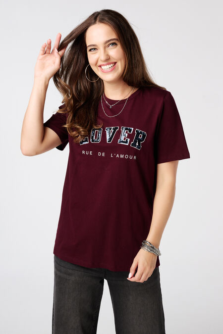 T-shirt avec inscription en paillettes T-shirt avec inscription en paillettes