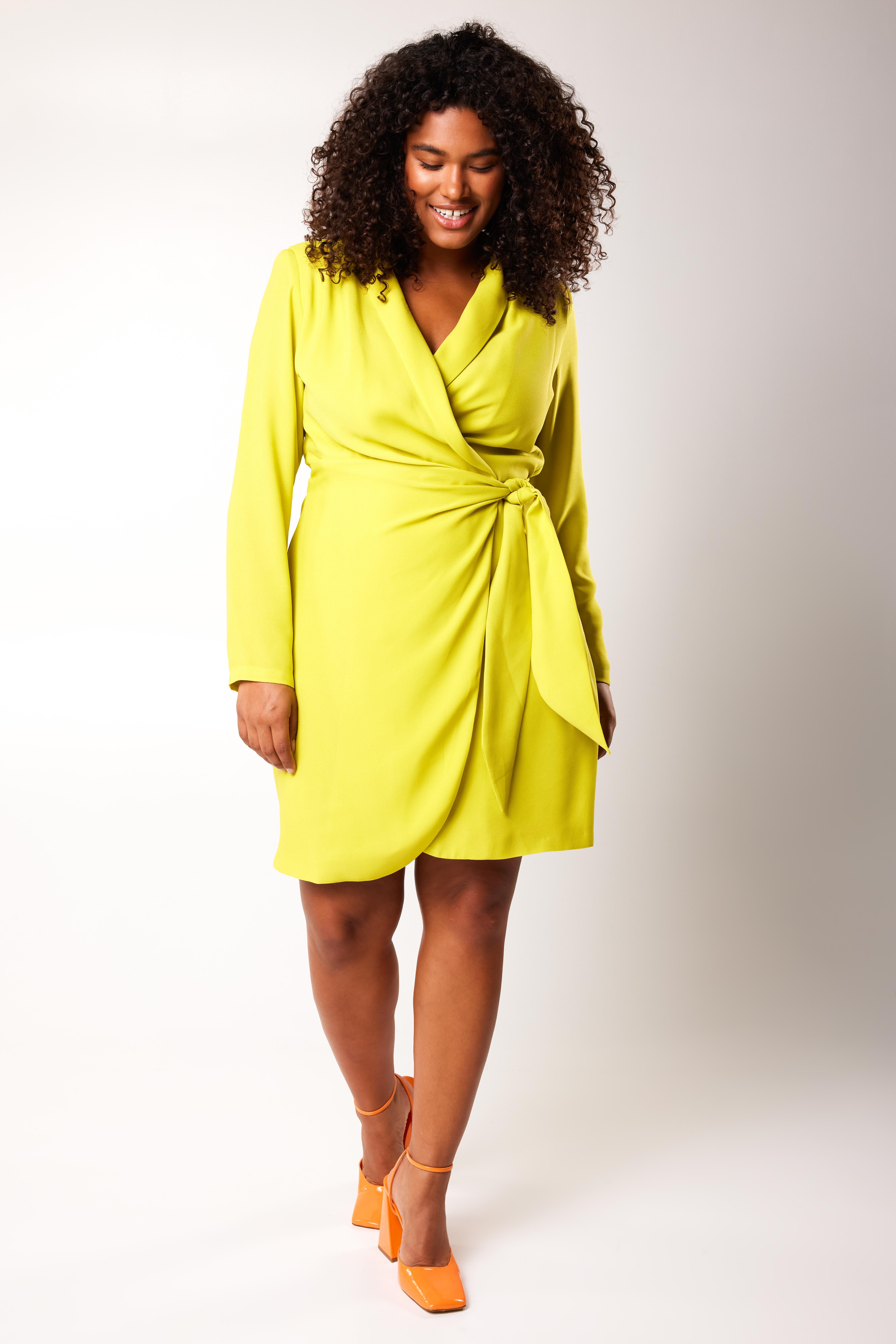 Robe portefeuille jaune clearance