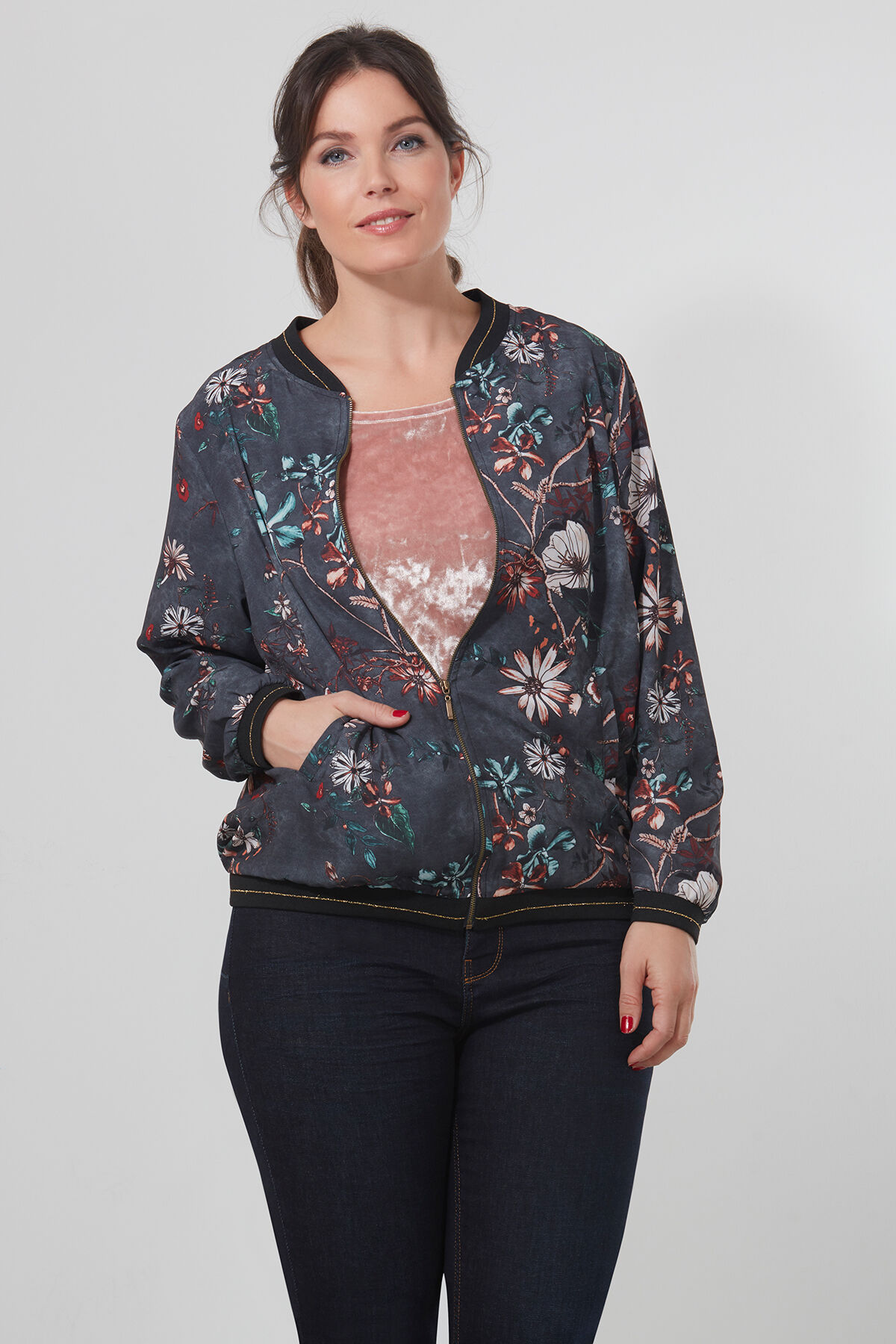 Veste bomber imprim&eacute; floral  image number 4