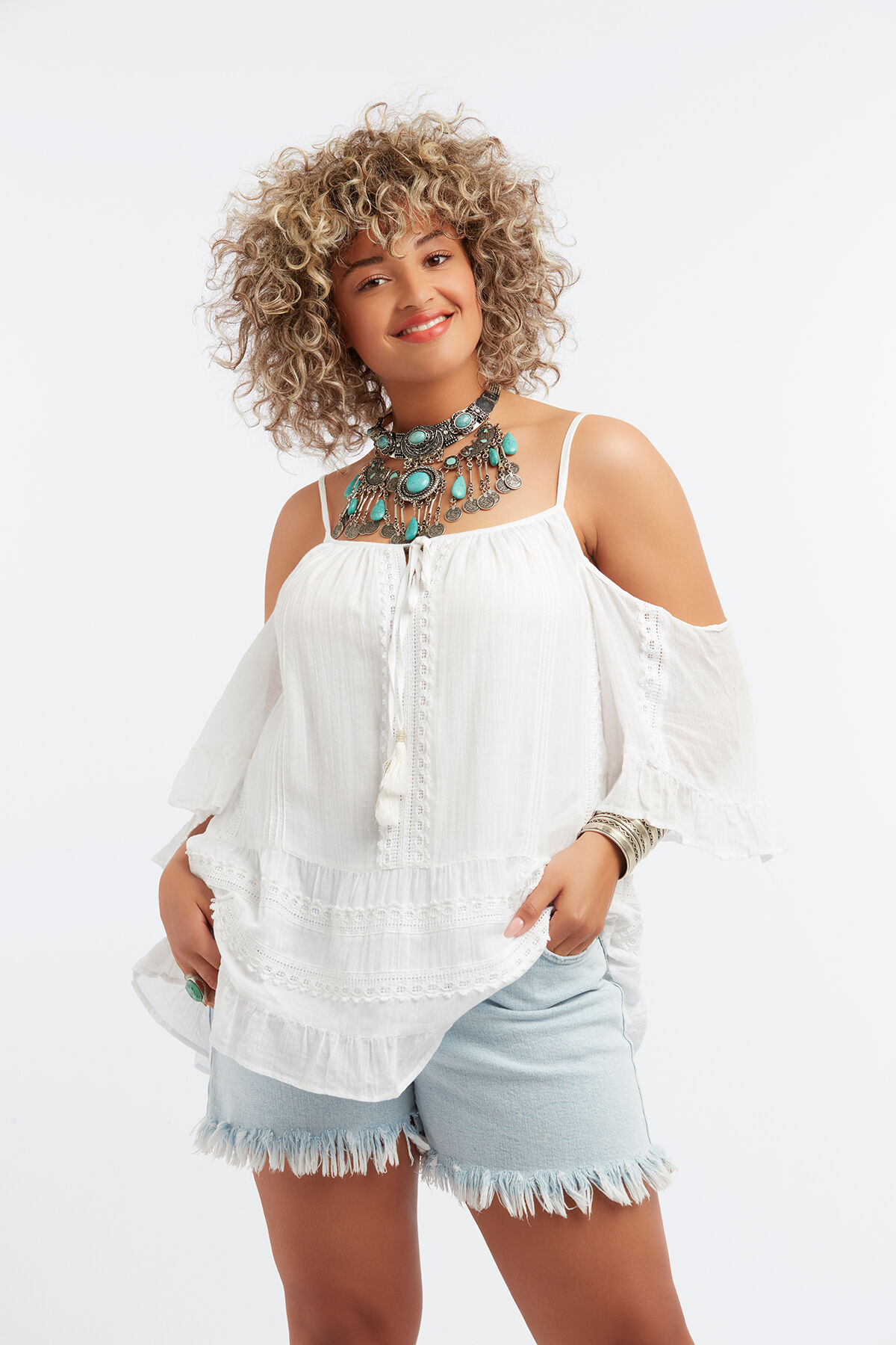 Chemisier &agrave; &eacute;paules ajour&eacute;es image number 4