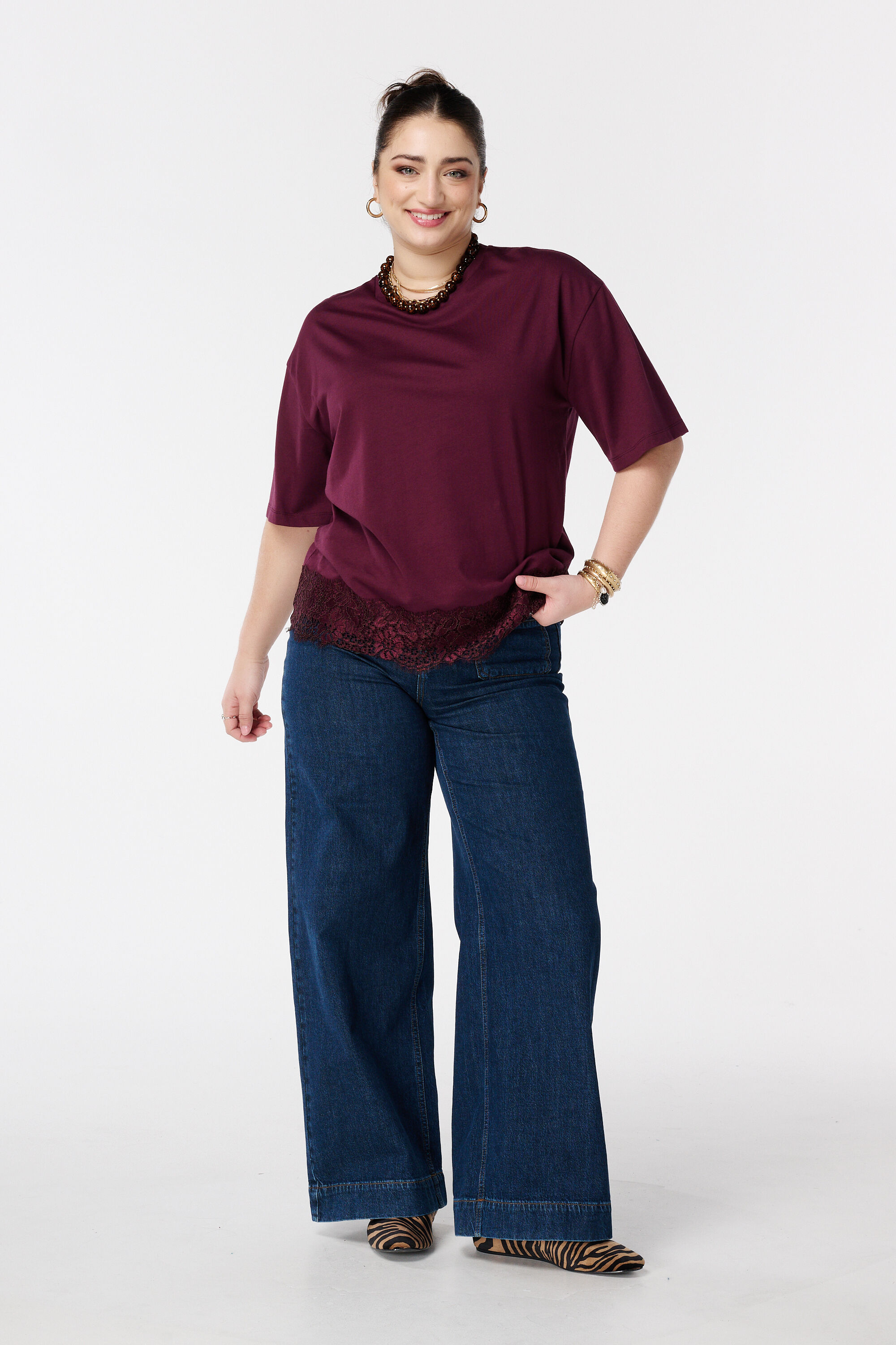 T-shirt oversize avec dentelle image number 5