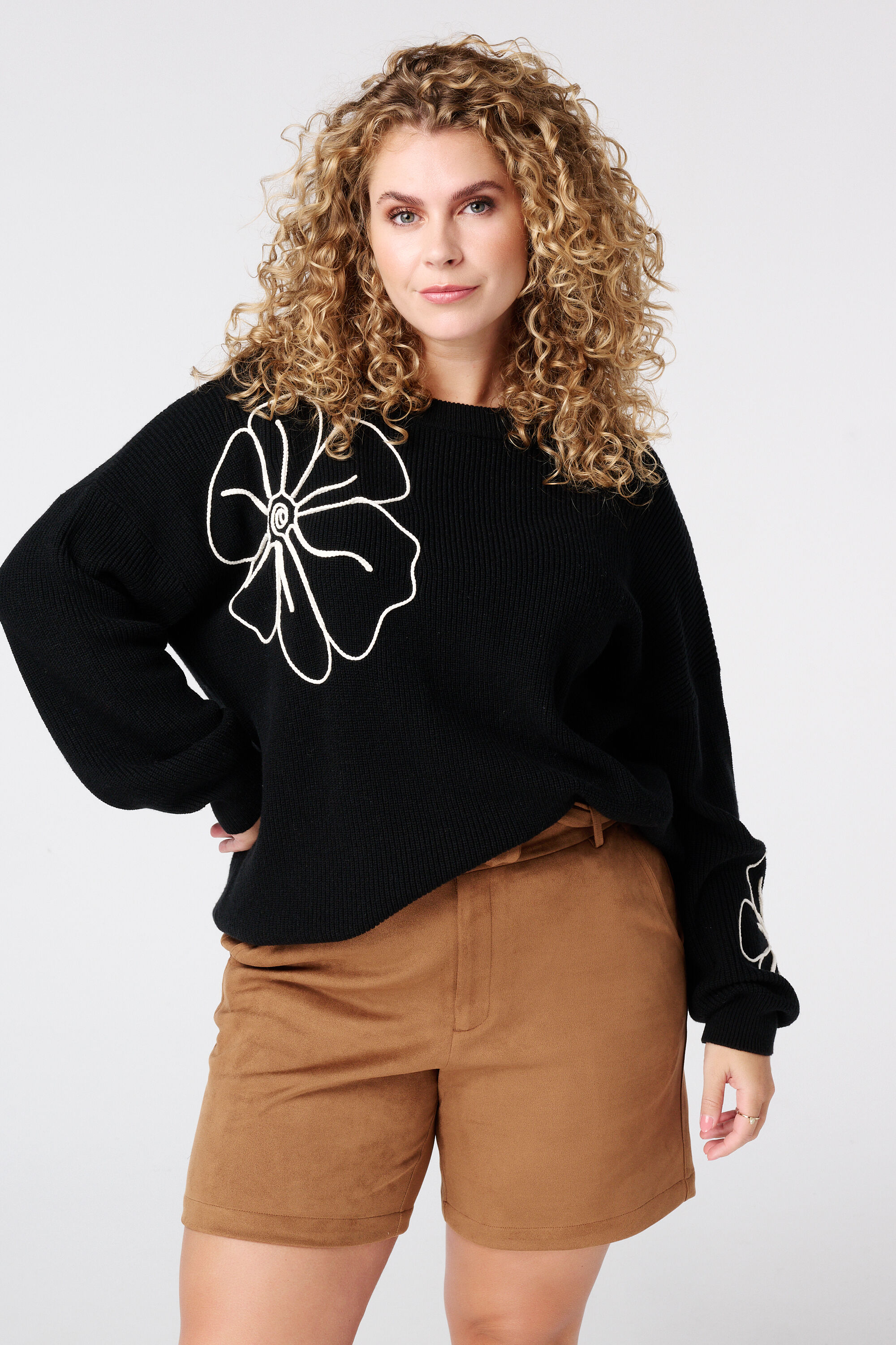 Pull avec fleurs brod&eacute;es