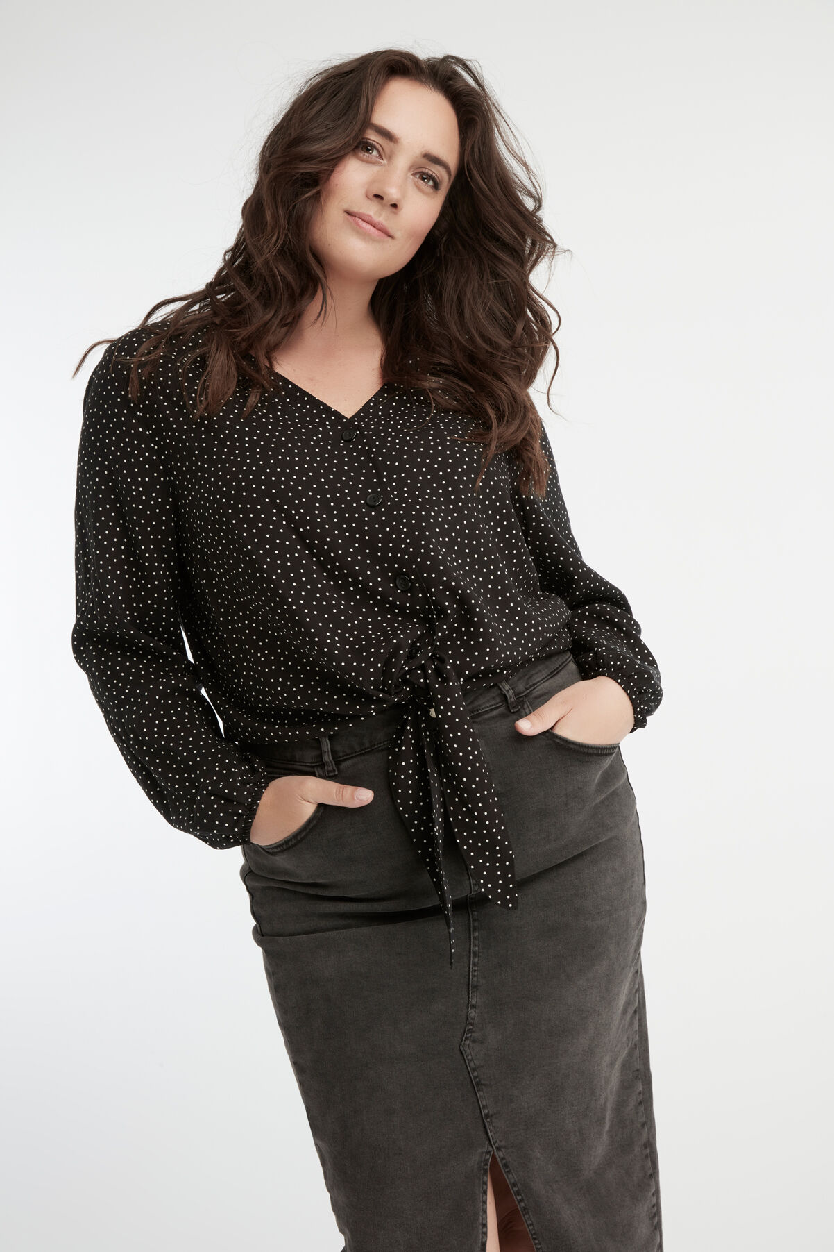 Jupe en denim avec fente image number 6