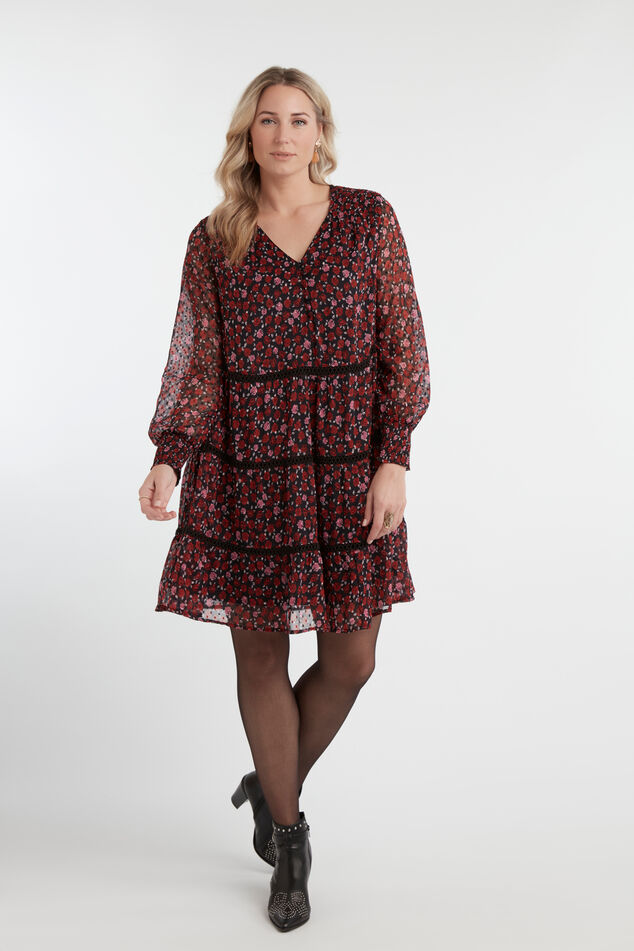 Robe à fleurs avec des décors froncés   image number 3