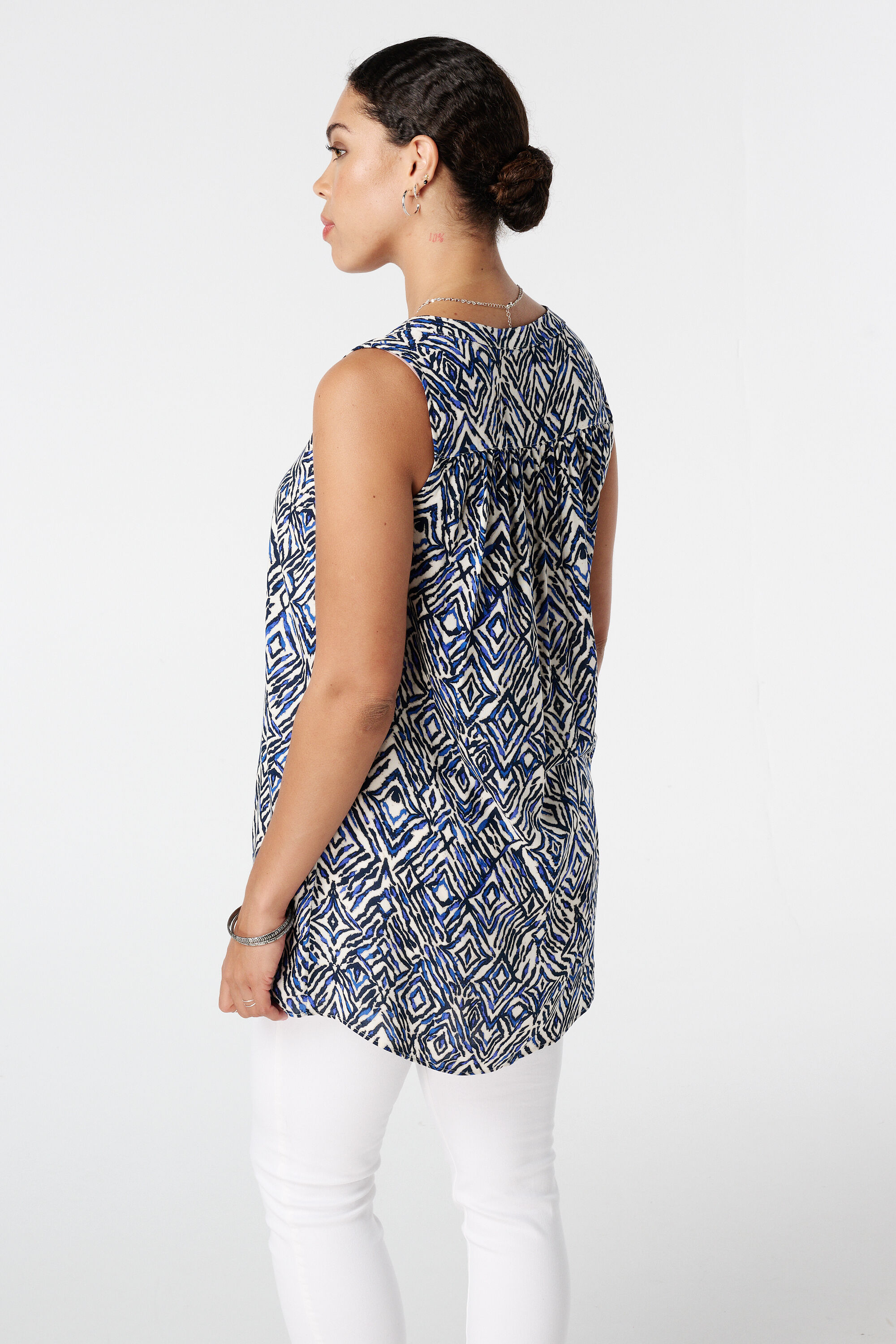 Haut avec col en V et &agrave; imprim&eacute; image number 3