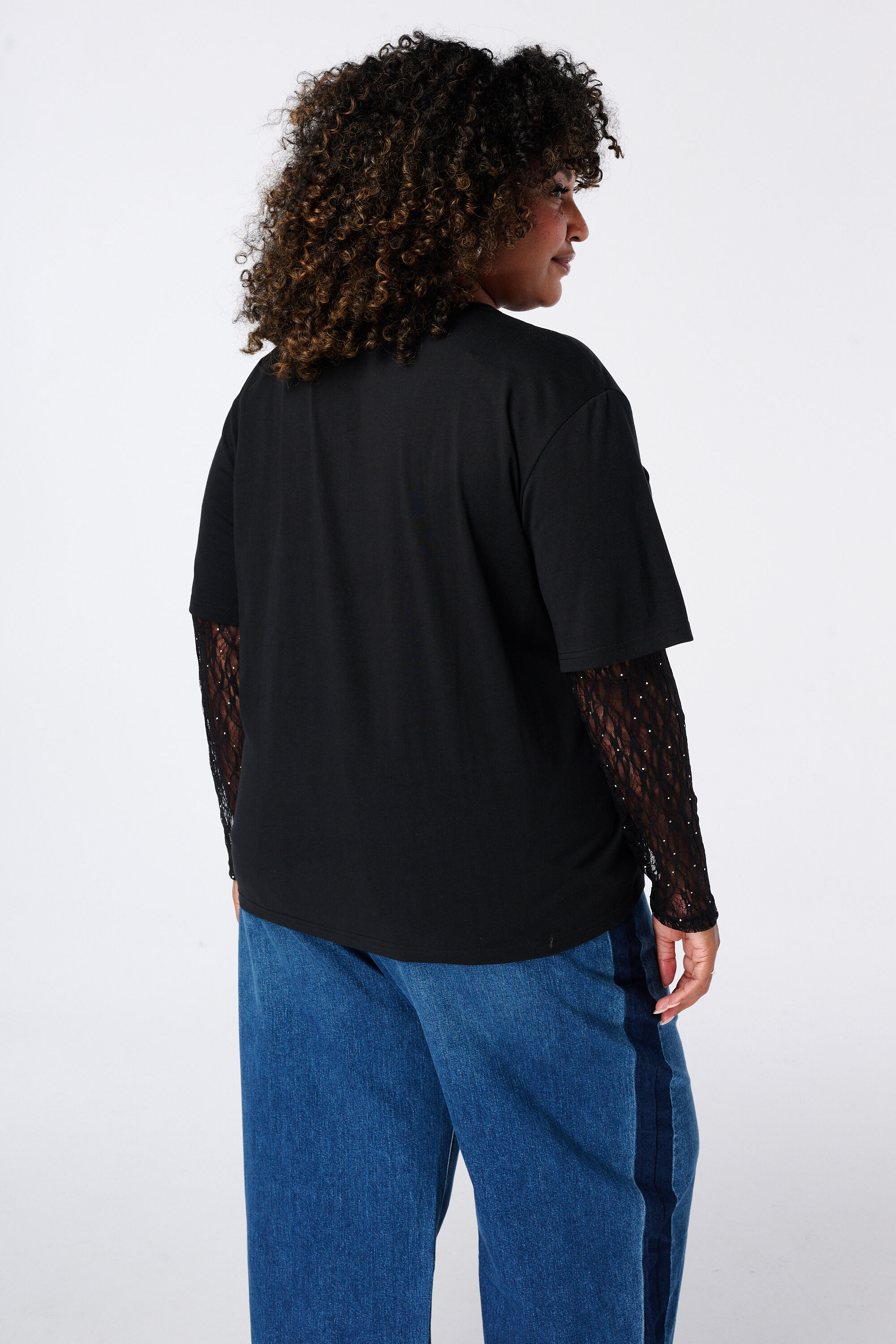 T shirt &agrave; manches en dentelle image number 3