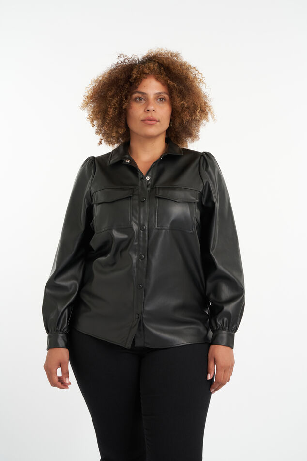 Chemisier en similicuir à manches bouffantes image number 5
