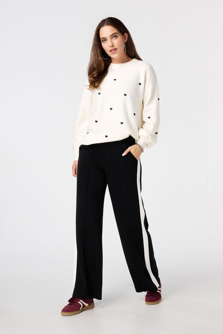 Pantalon large avec rayures contrastantes Pantalon large avec rayures contrastantes