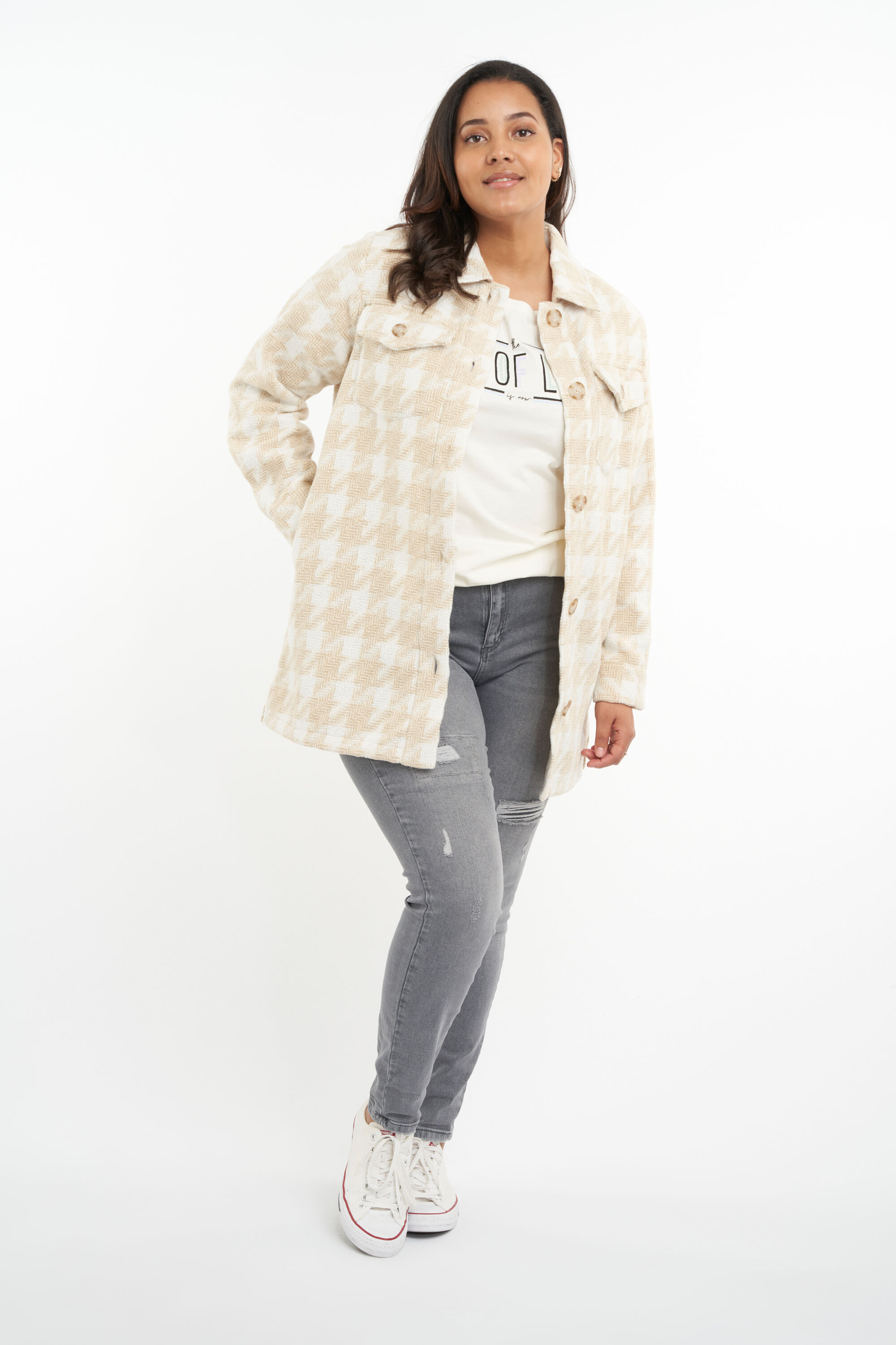 Veste-chemise &agrave; imprim&eacute; pied-de-poule image number 6