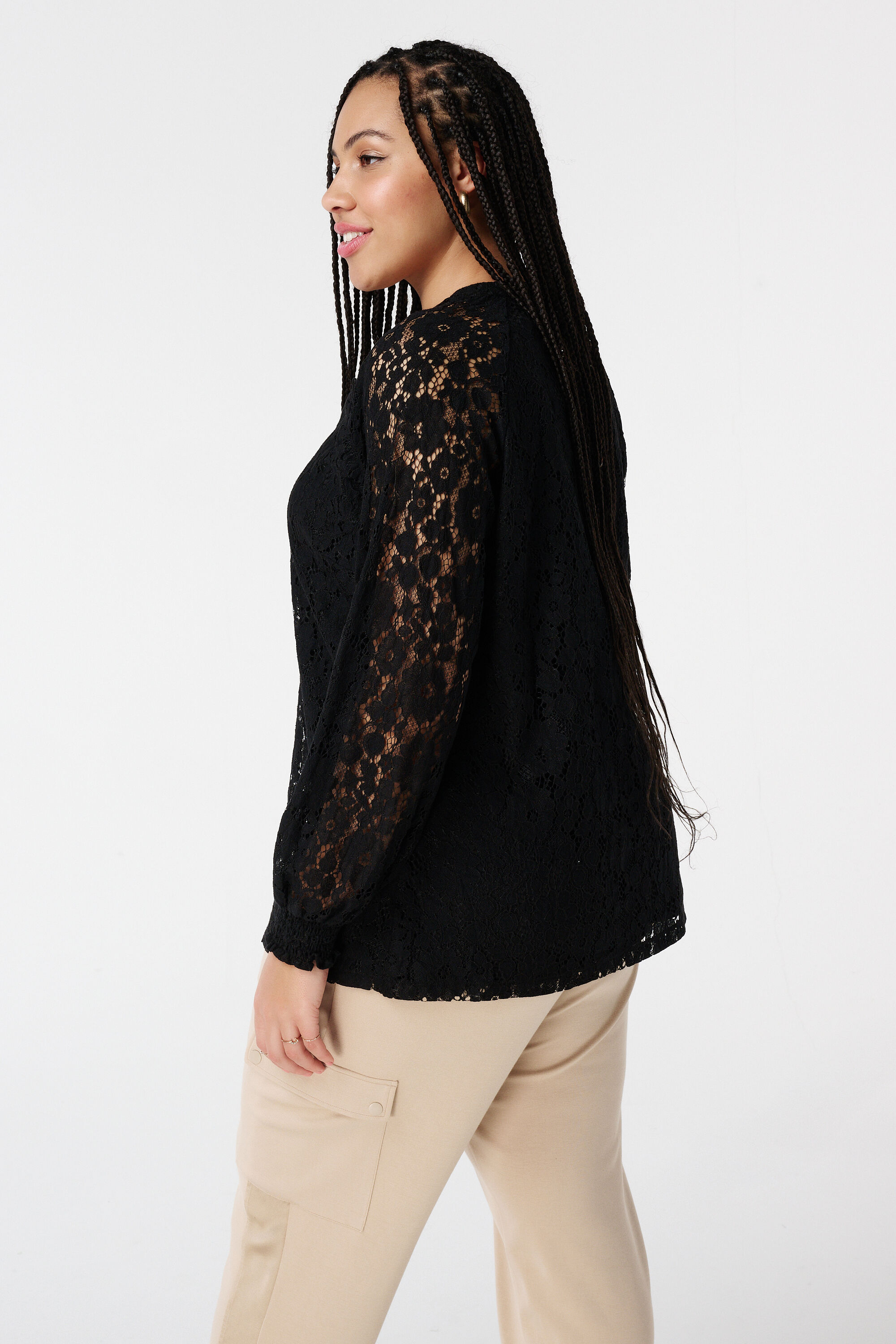 Haut en dentelle avec manches longues image number 3