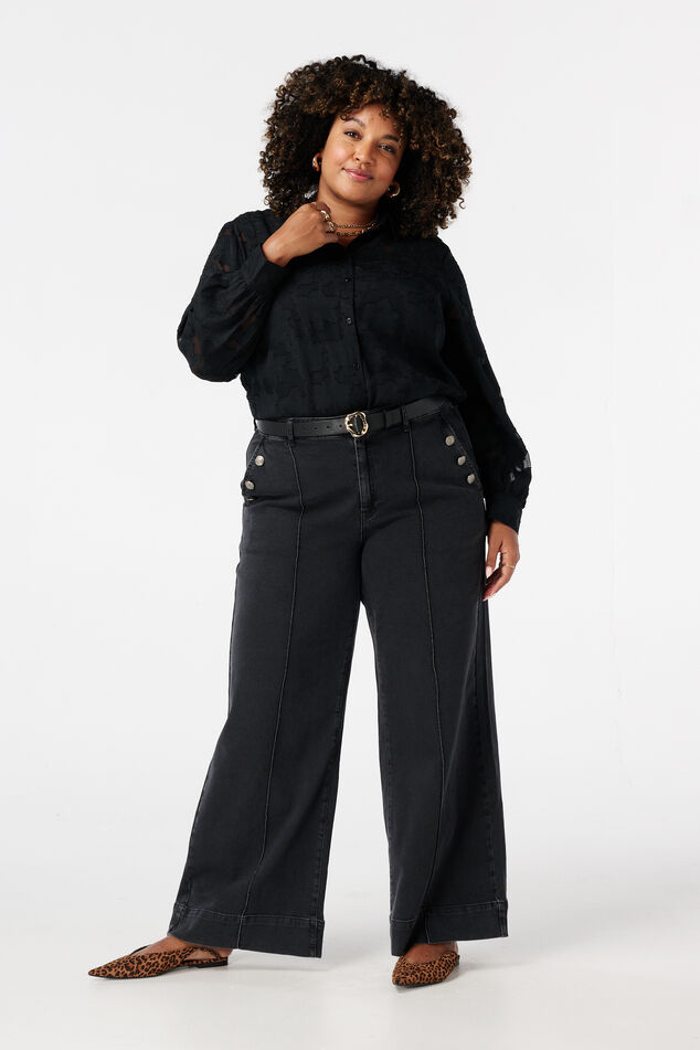 Jean à jambes larges avec boutons décoratifs image number 0