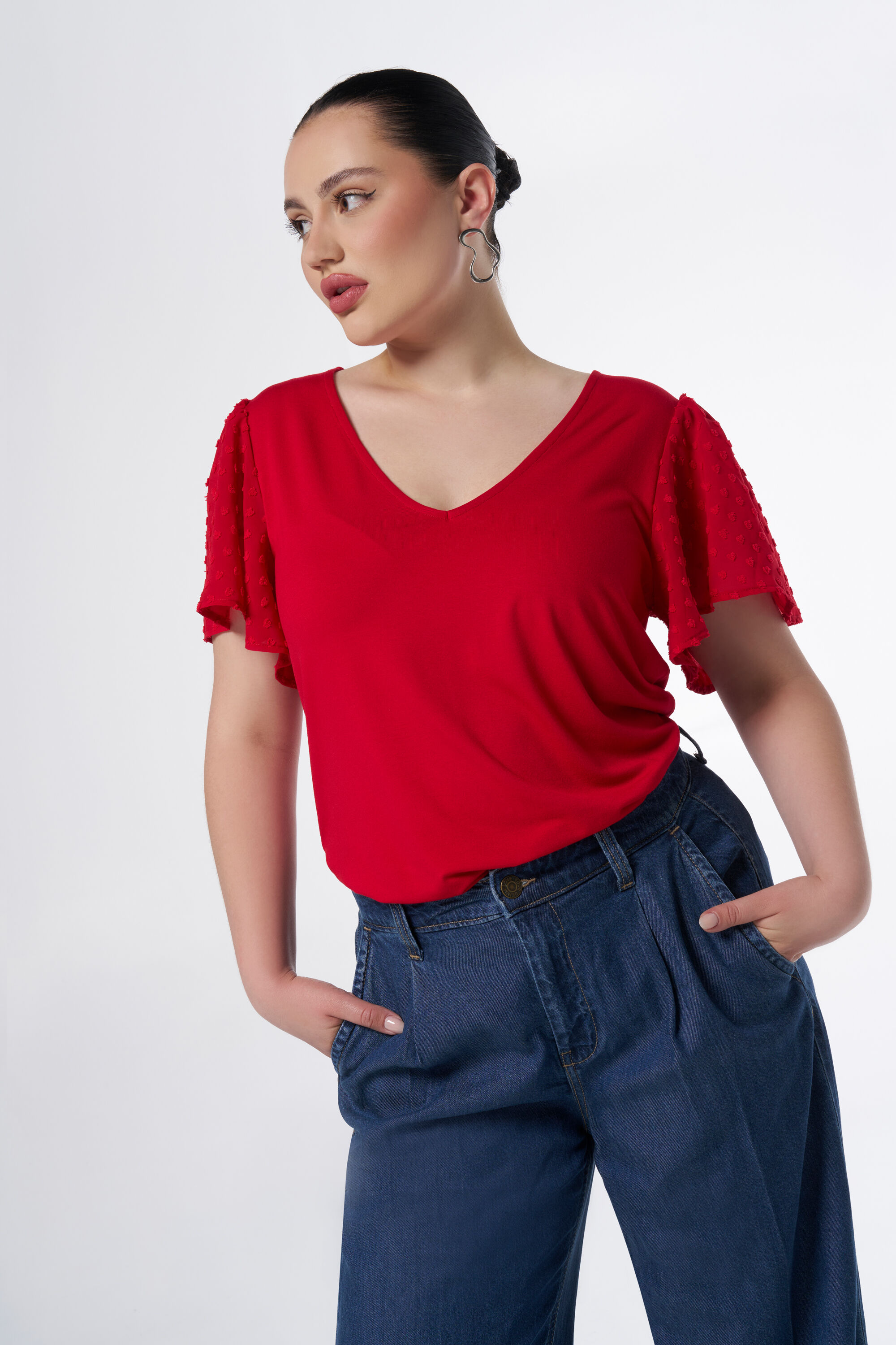 Haut avec manches &agrave; volants image number 0