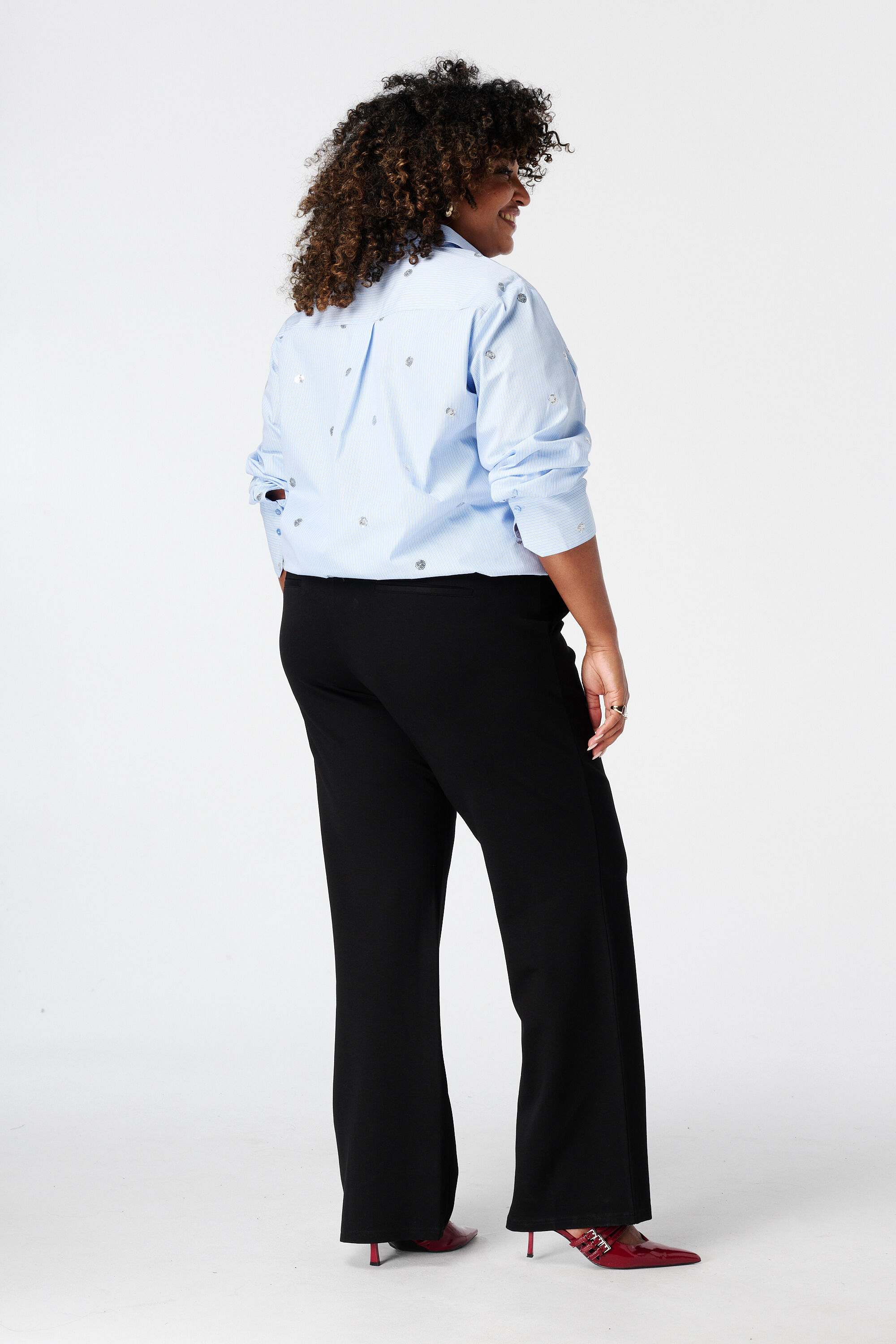 Pantalon wide leg avec taille &eacute;lastique image number 3
