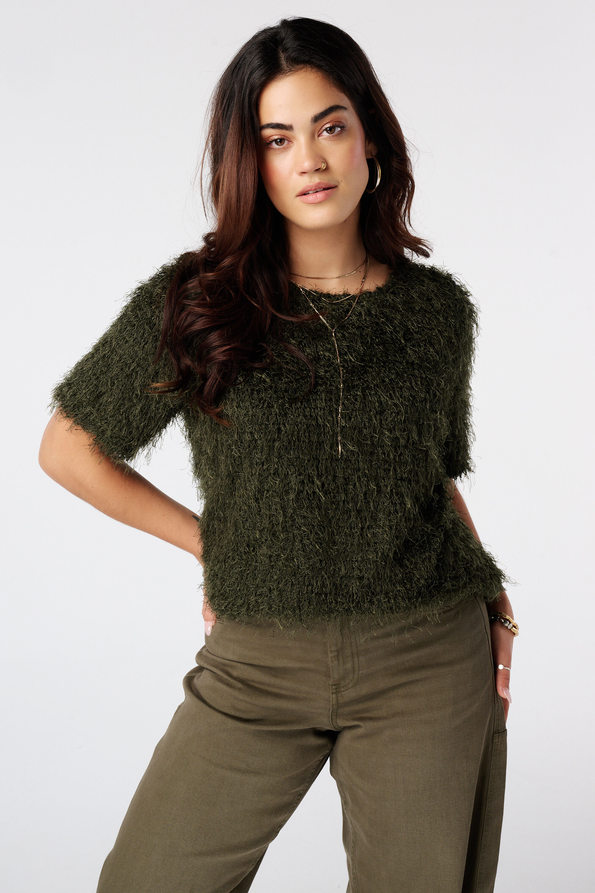 Top &agrave; texture duveteuse