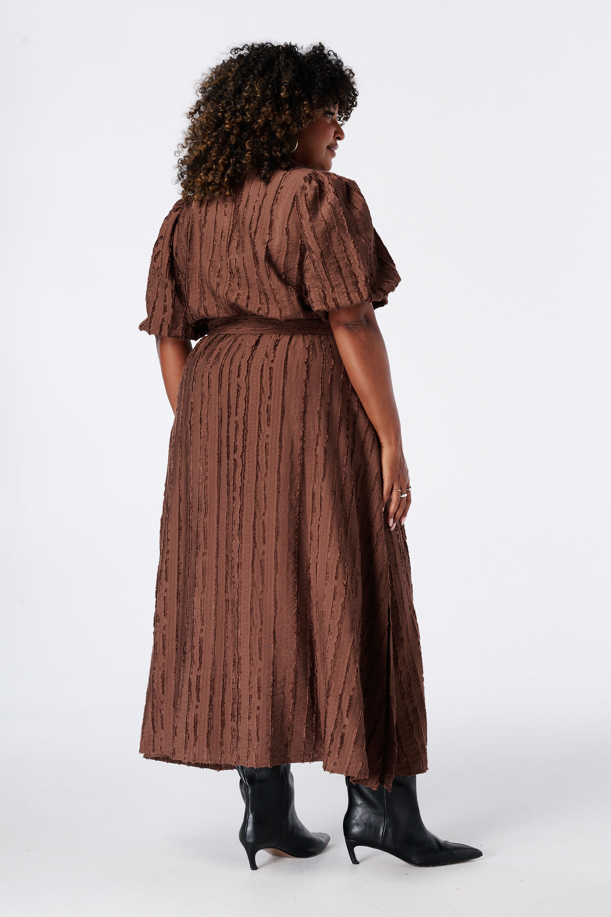 Robe midi &agrave; ceinture image number 3