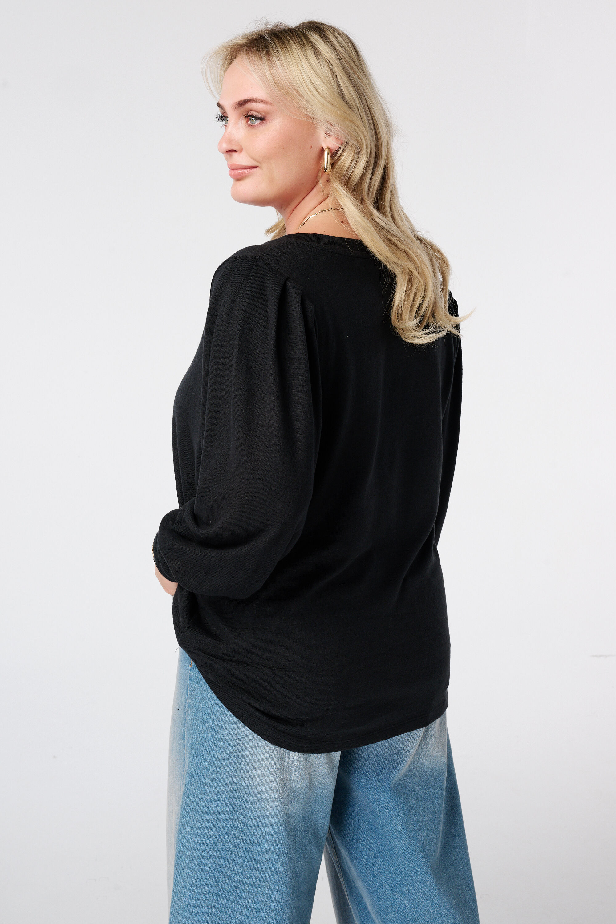 Top en sweat &agrave; manches bouffantes image number 3