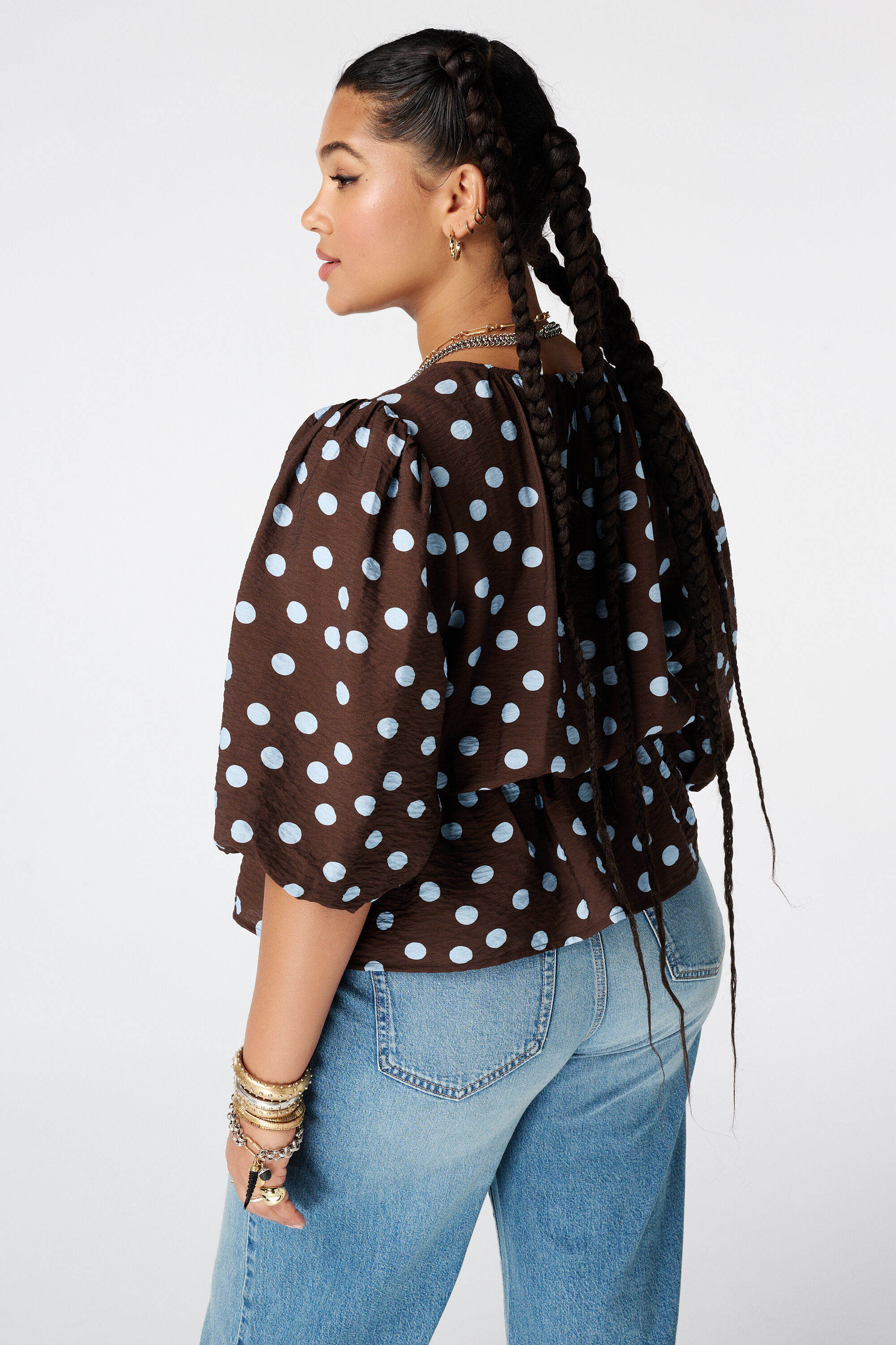 Blouse cintr&eacute;e &agrave; pois image number 3