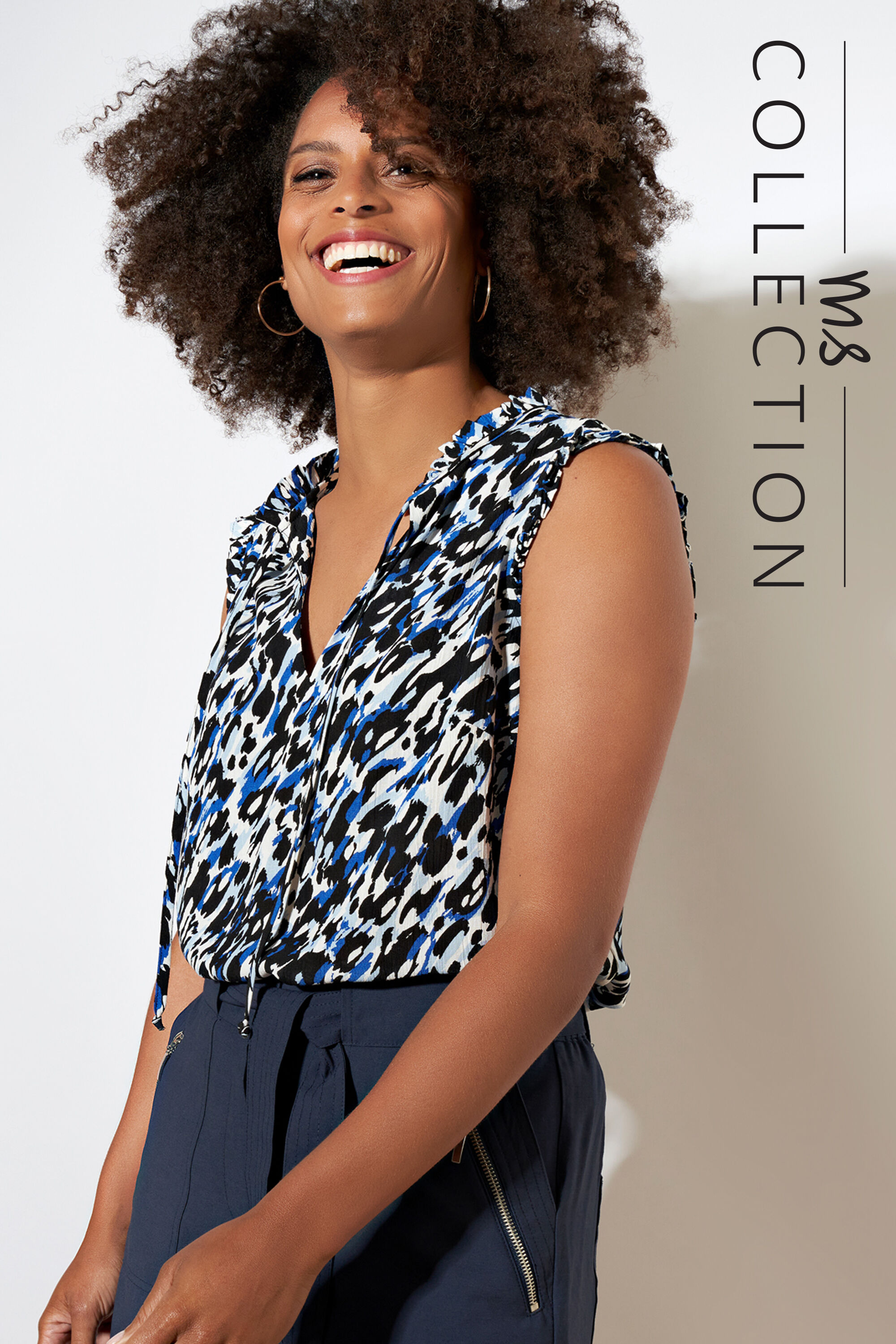 Chemisier sans manches &agrave; imprim&eacute; z&eacute;br&eacute;