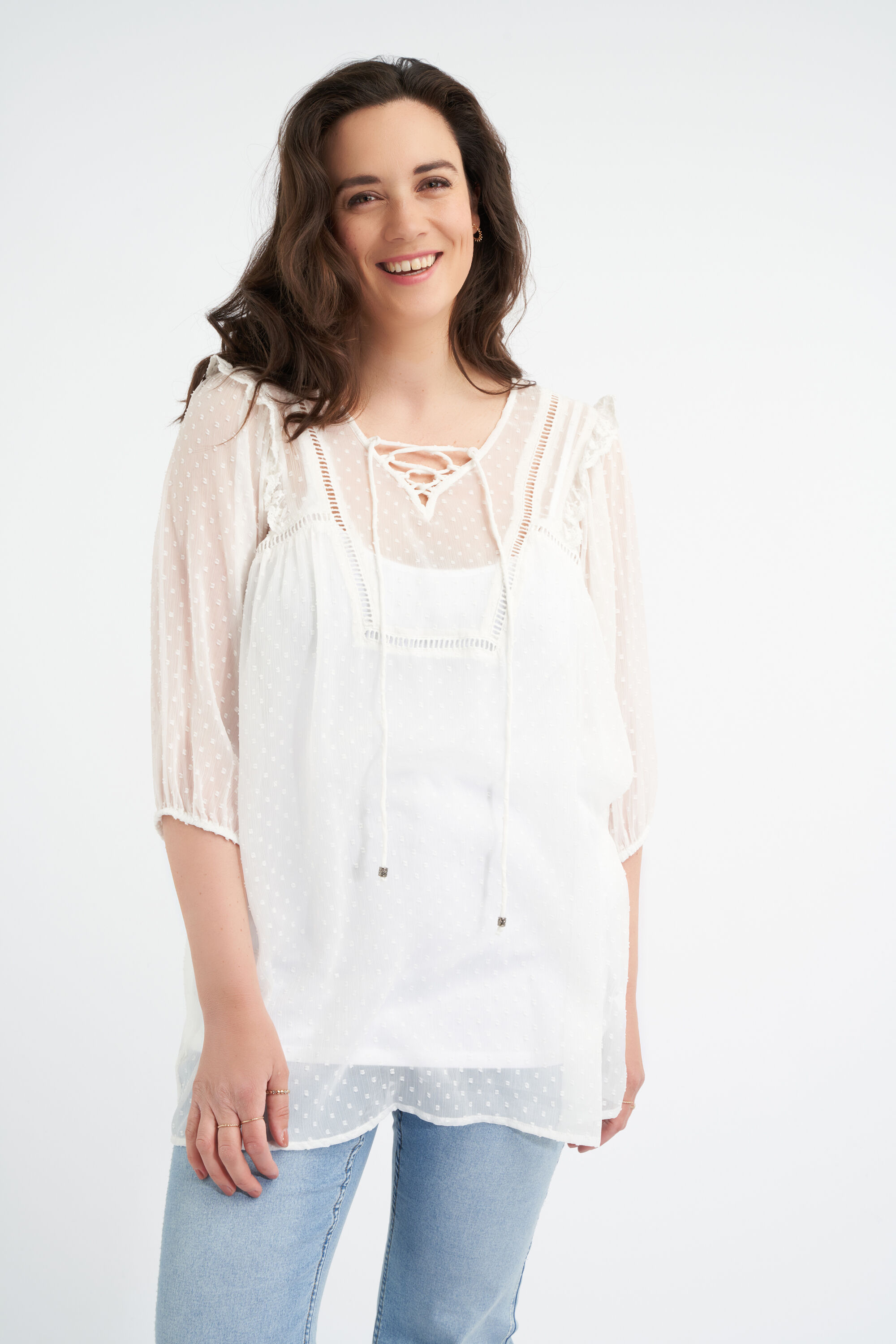 Femmes Chemisier transparent avec des d cors en dentelle MS Mode
