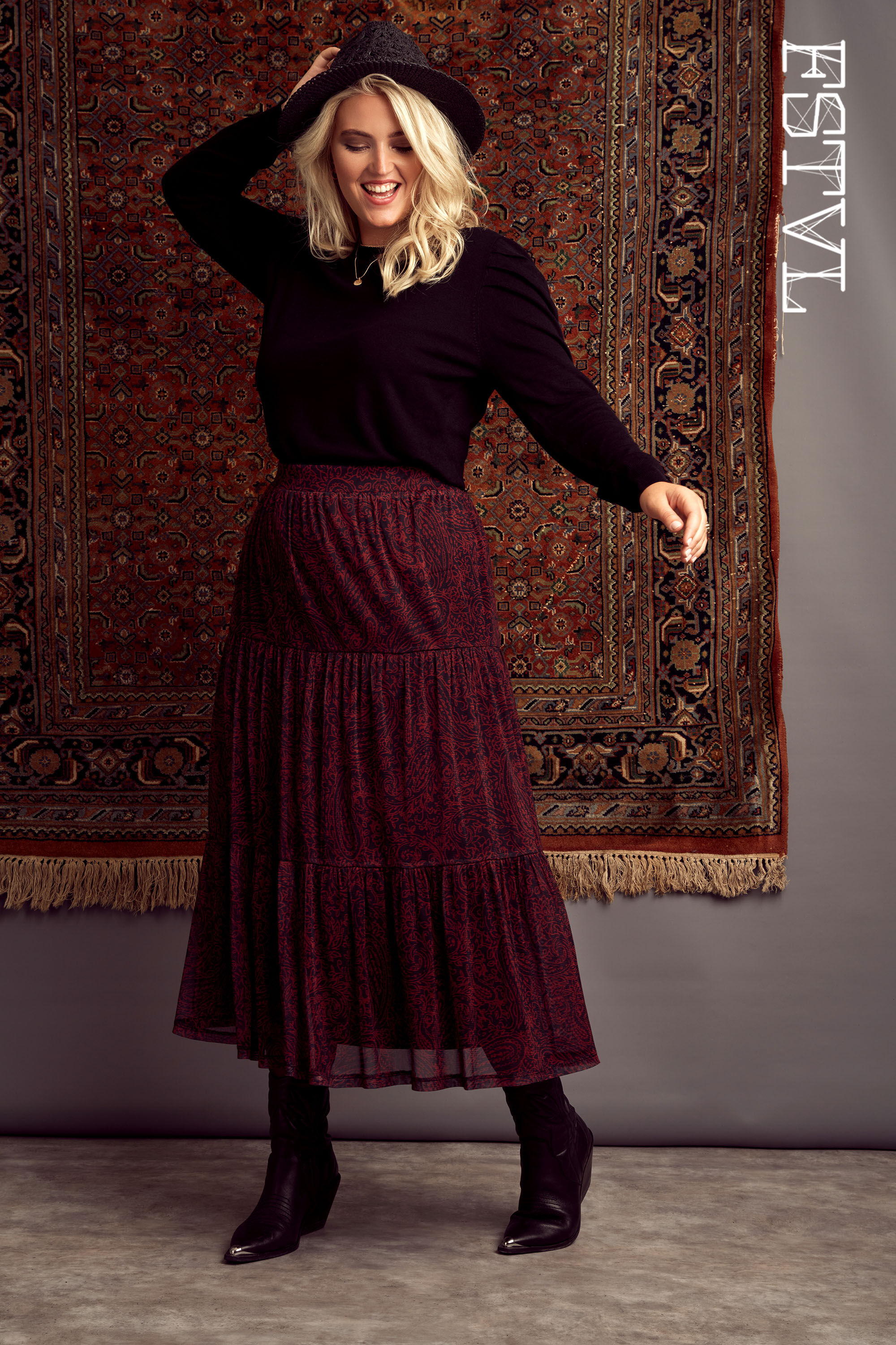 Jupe longue avec imprim&eacute; cachemire