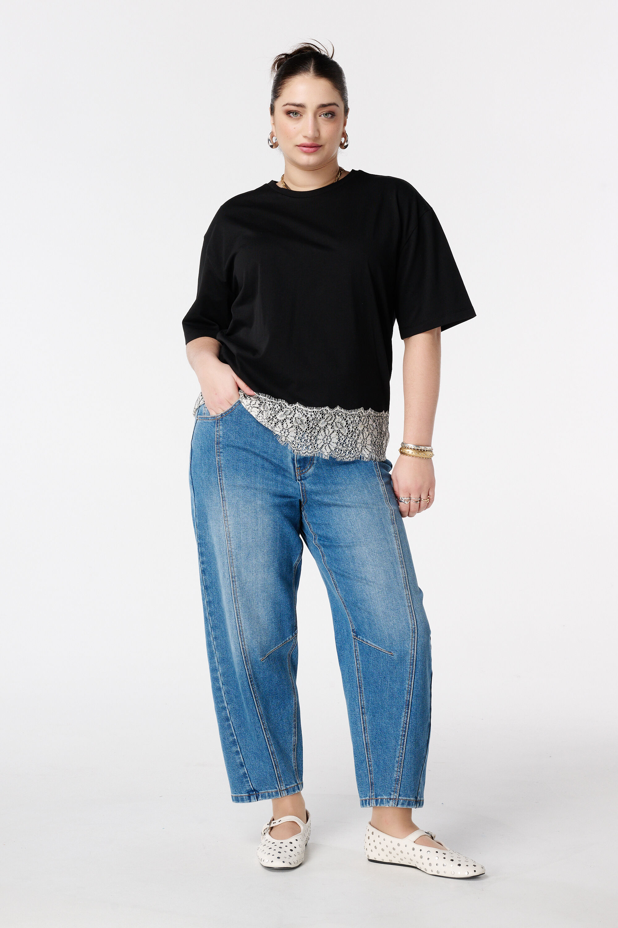 T-shirt oversize avec dentelle image number 5
