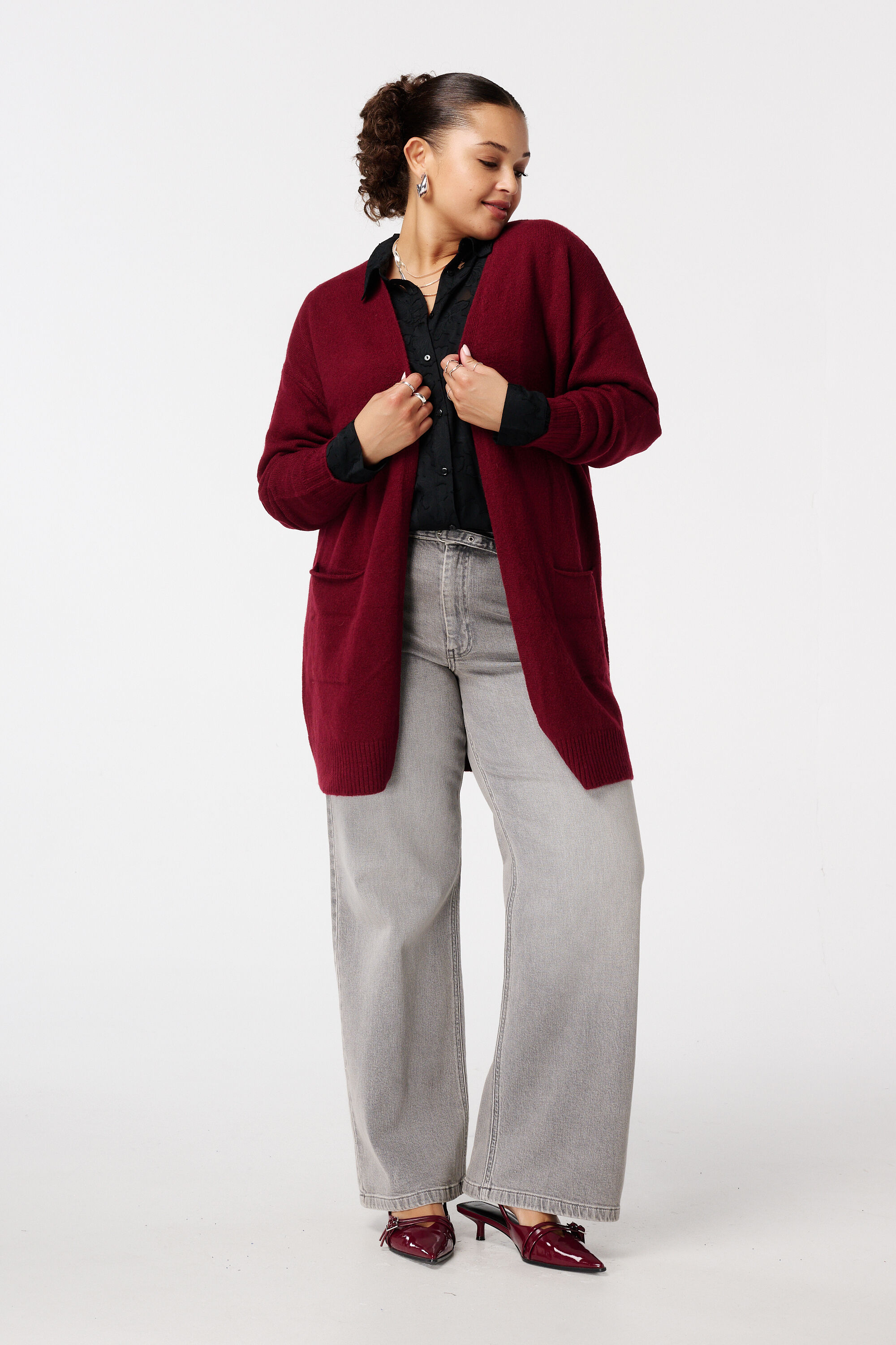 Cardigan mi-long avec poches lat&eacute;rales image number 5