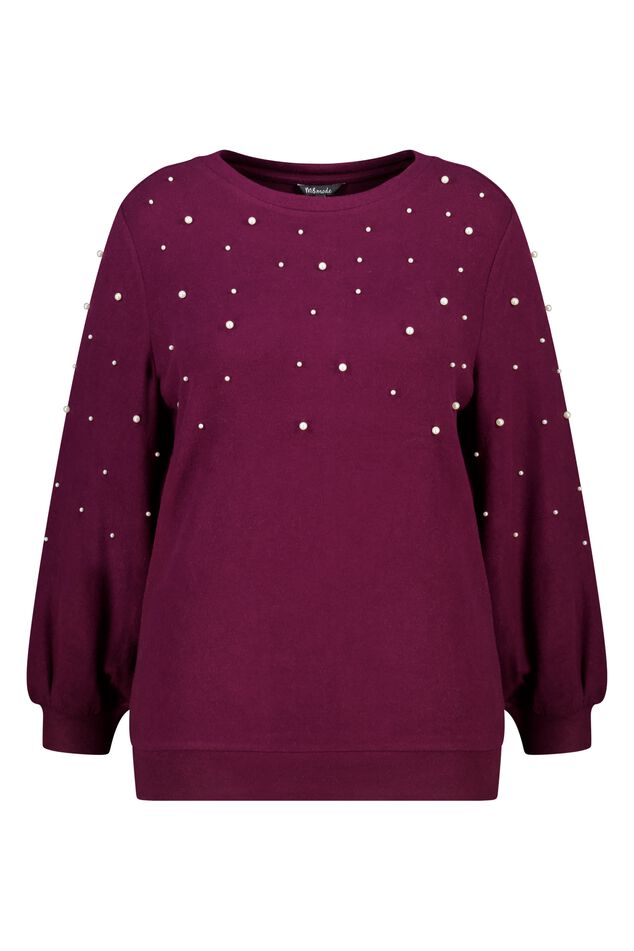 Pull brossé avec imprimé perle image number 1