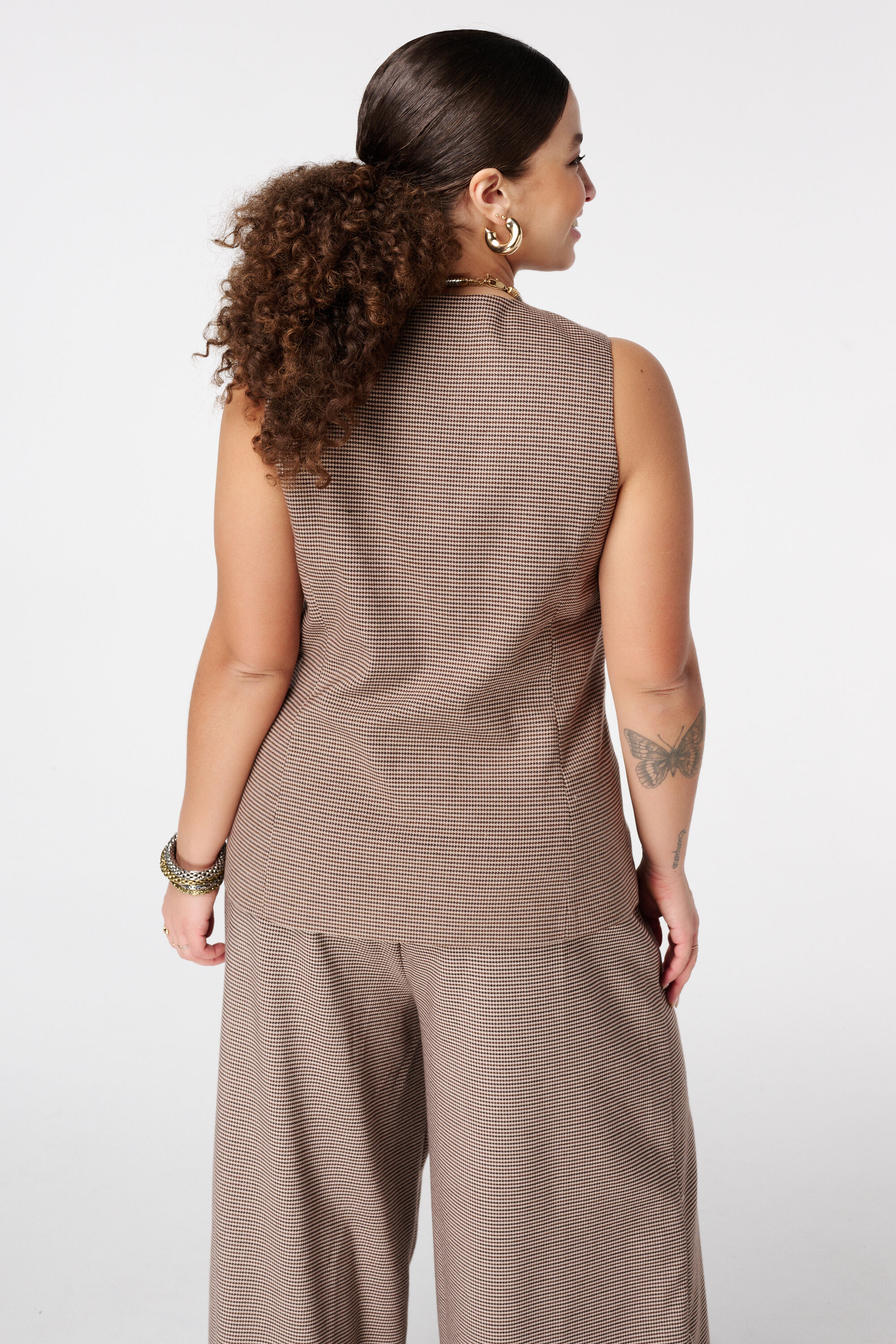 Gilet long &agrave; motif &agrave; carreaux image number 1