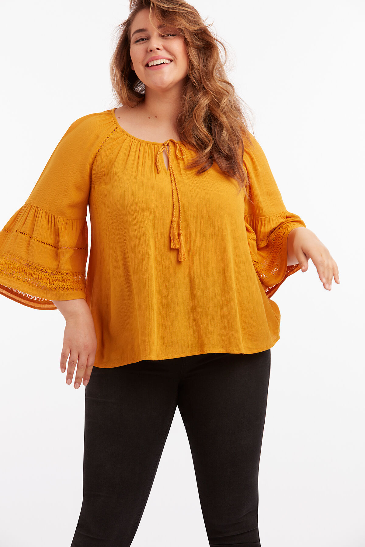 Chemisier &agrave; manches cloche image number 4