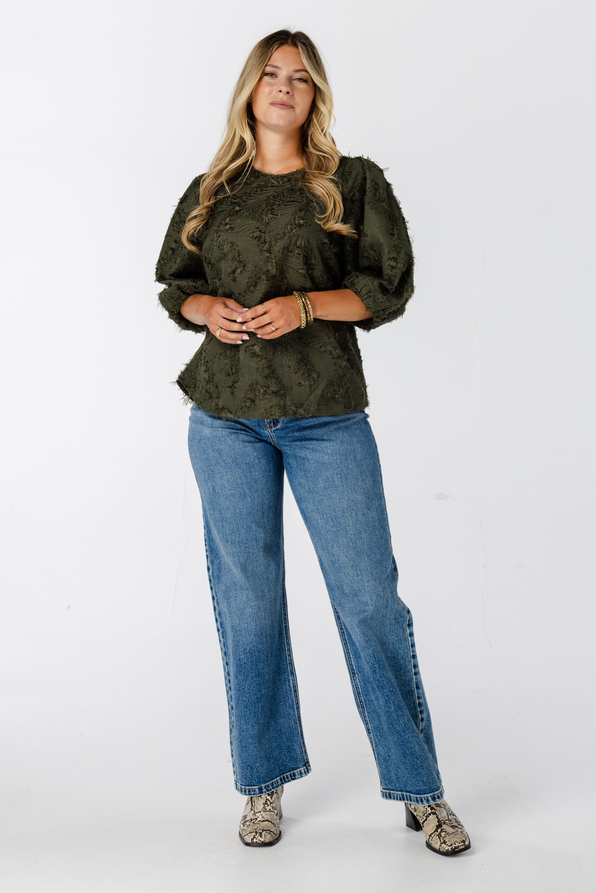 Chemisier &agrave; manches courtes bouffantes image number 6