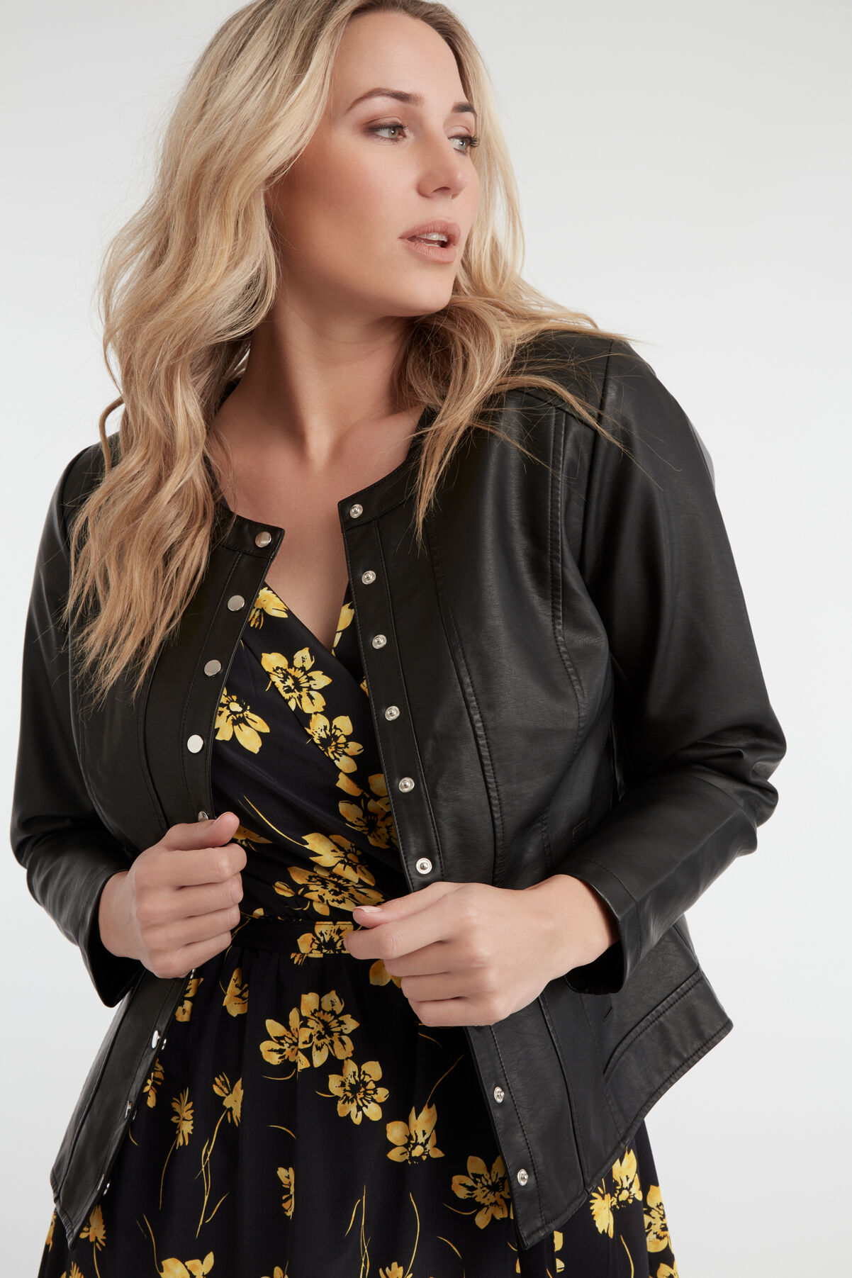 Veste en cuir PU &agrave; boutons-pression  image number 4