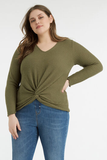 T-shirt manches longues au d&eacute;cor boutonn&eacute; 