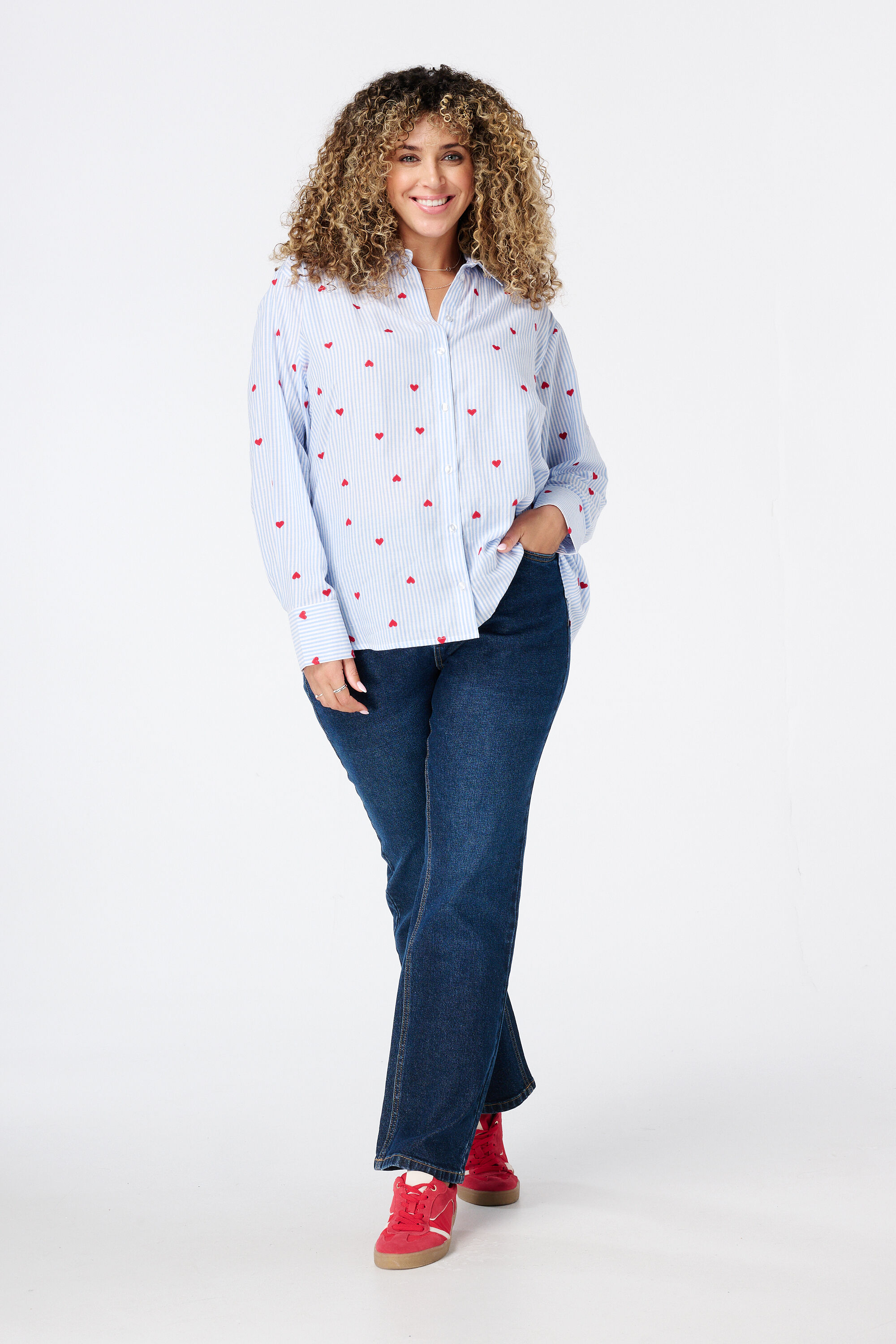 Chemisier ray&eacute; &agrave; c&oelig;urs image number 5