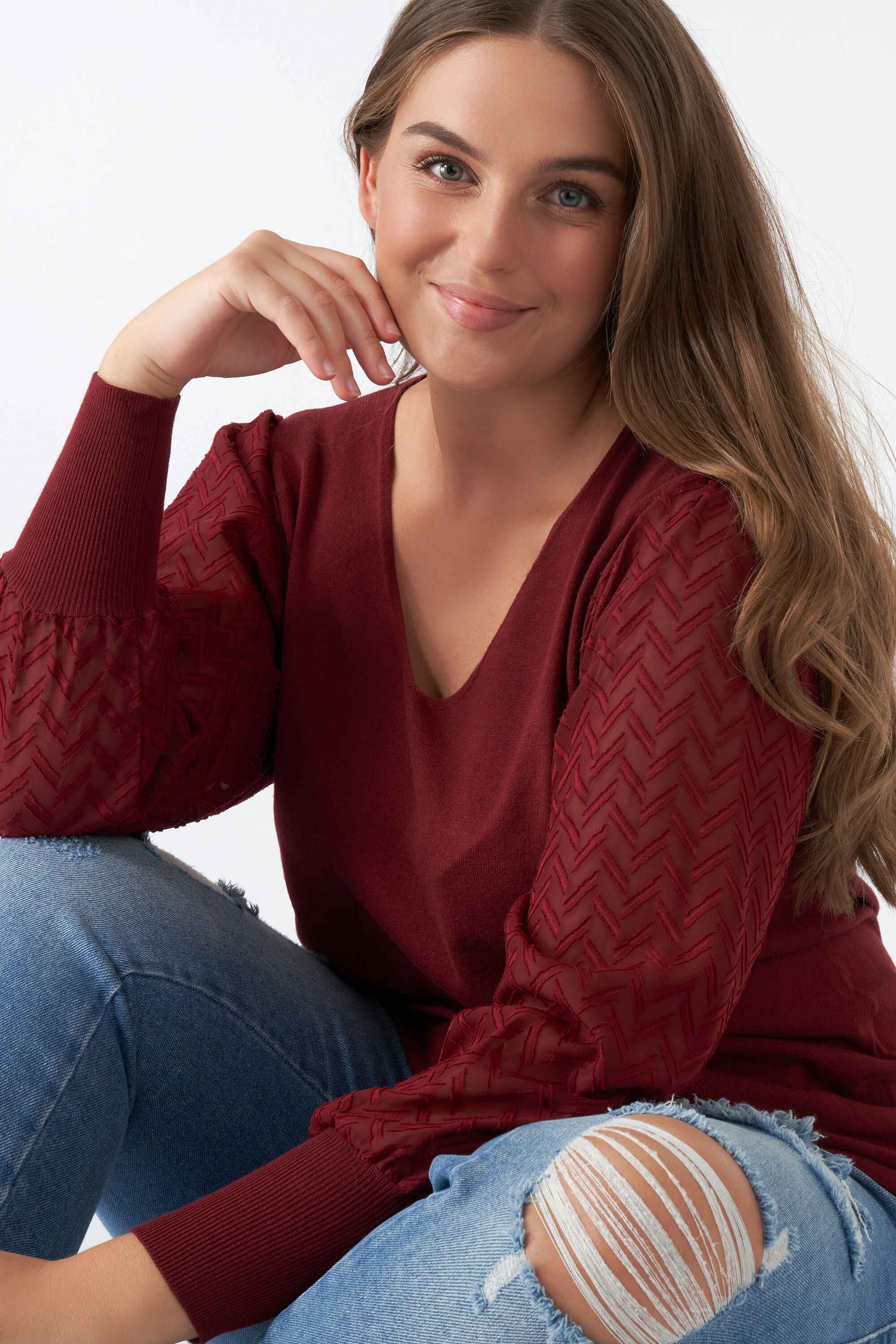 Sweater &agrave; manches bouffantes 