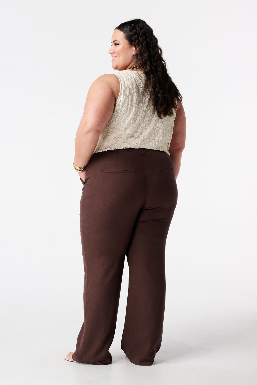 Pantalon wide leg en lin image number 3