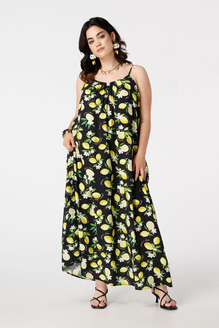 Robe longue à imprimé citron Robe longue à imprimé citron