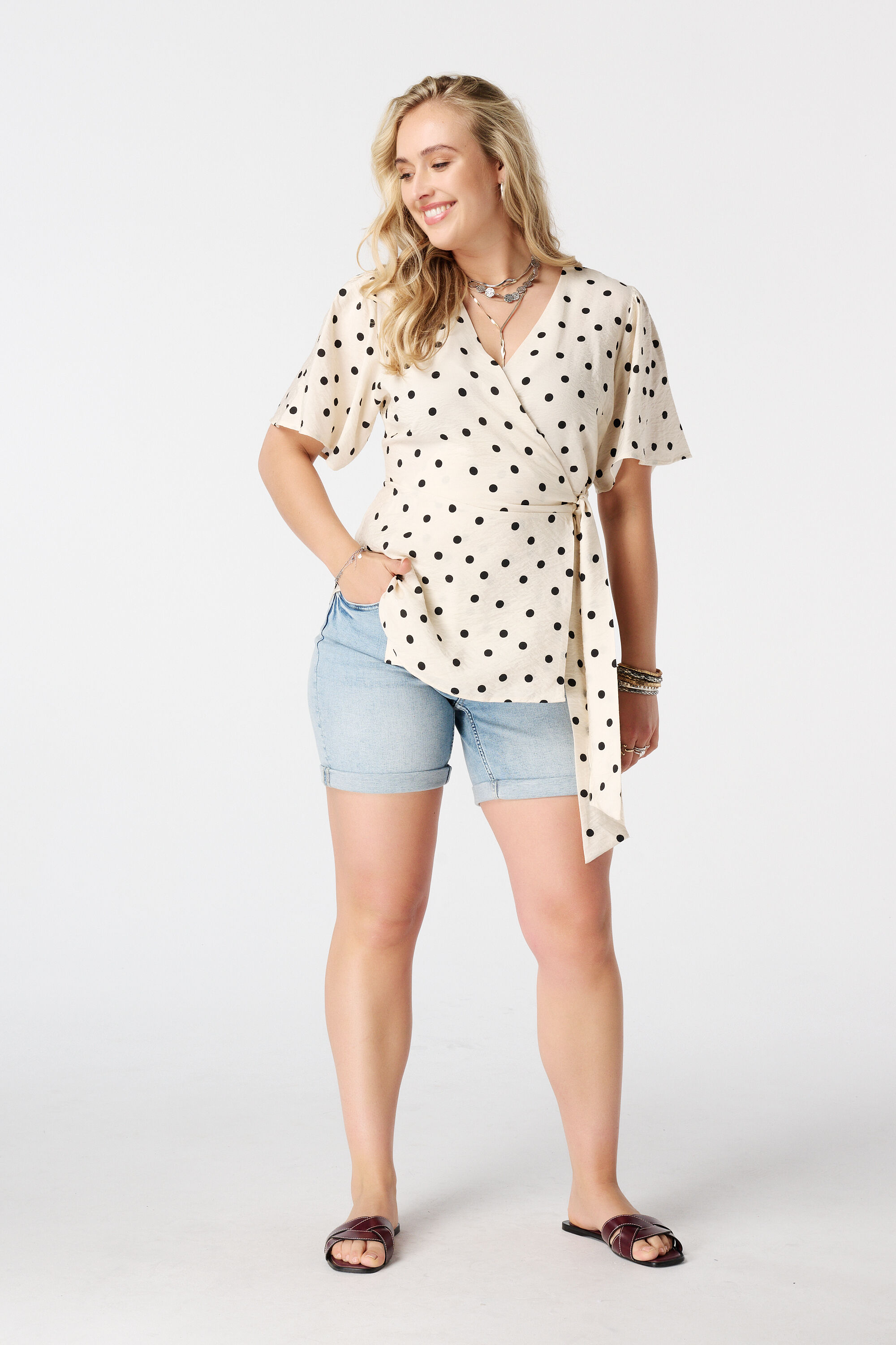 Blouse cache c&oelig;ur &agrave; pois image number 5