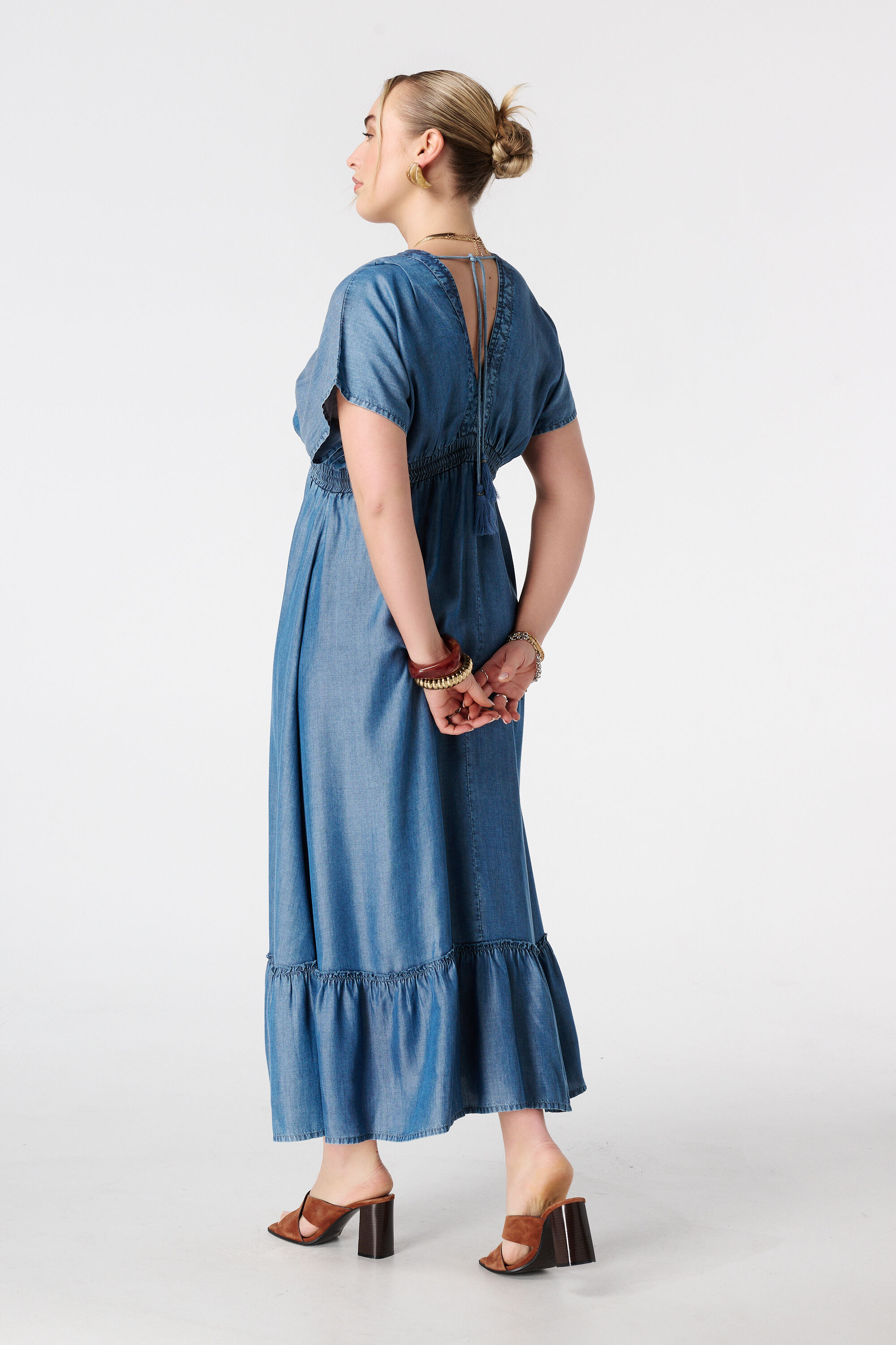 Robe maxi effet denim image number 3