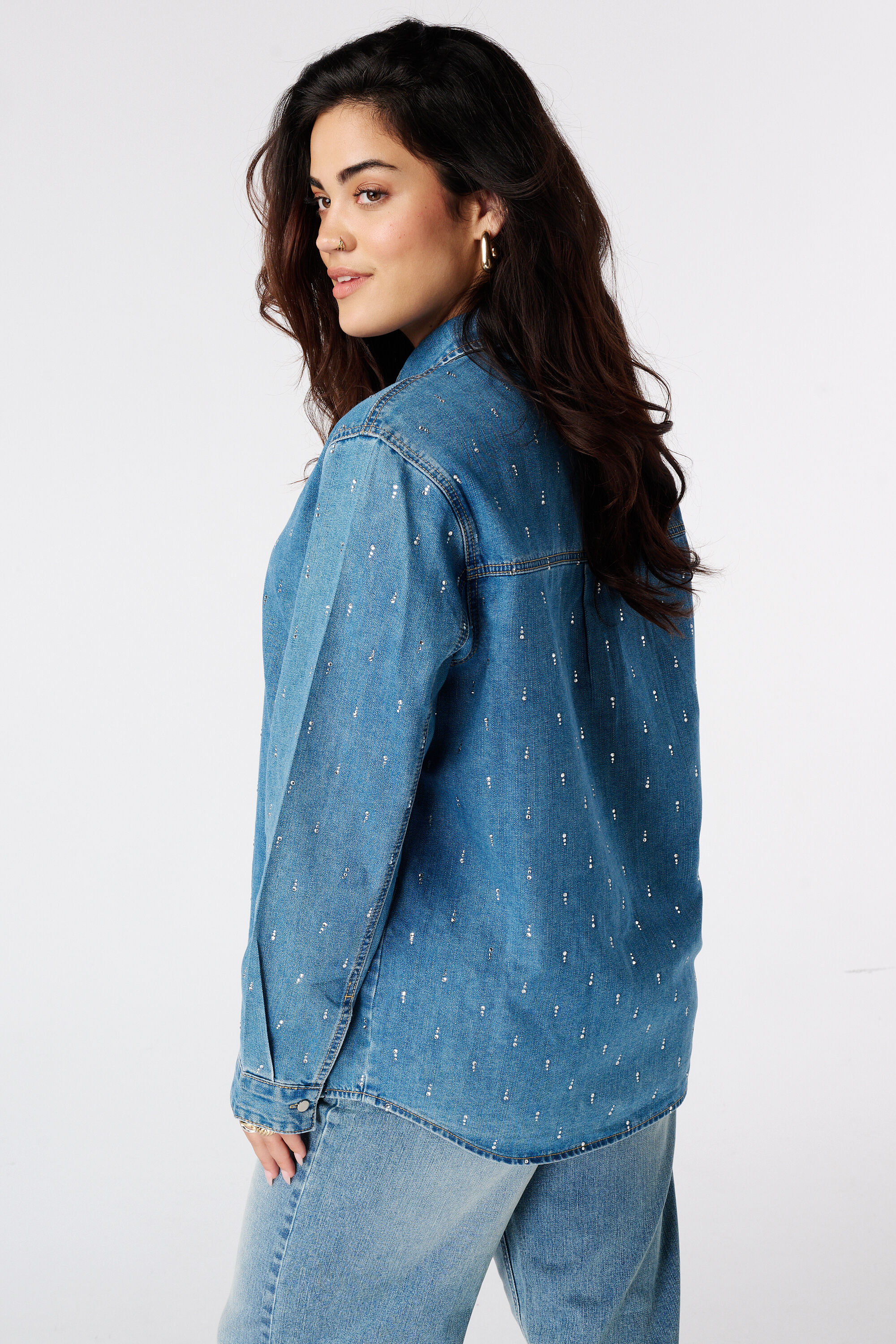 Blouse en denim avec strass image number 3