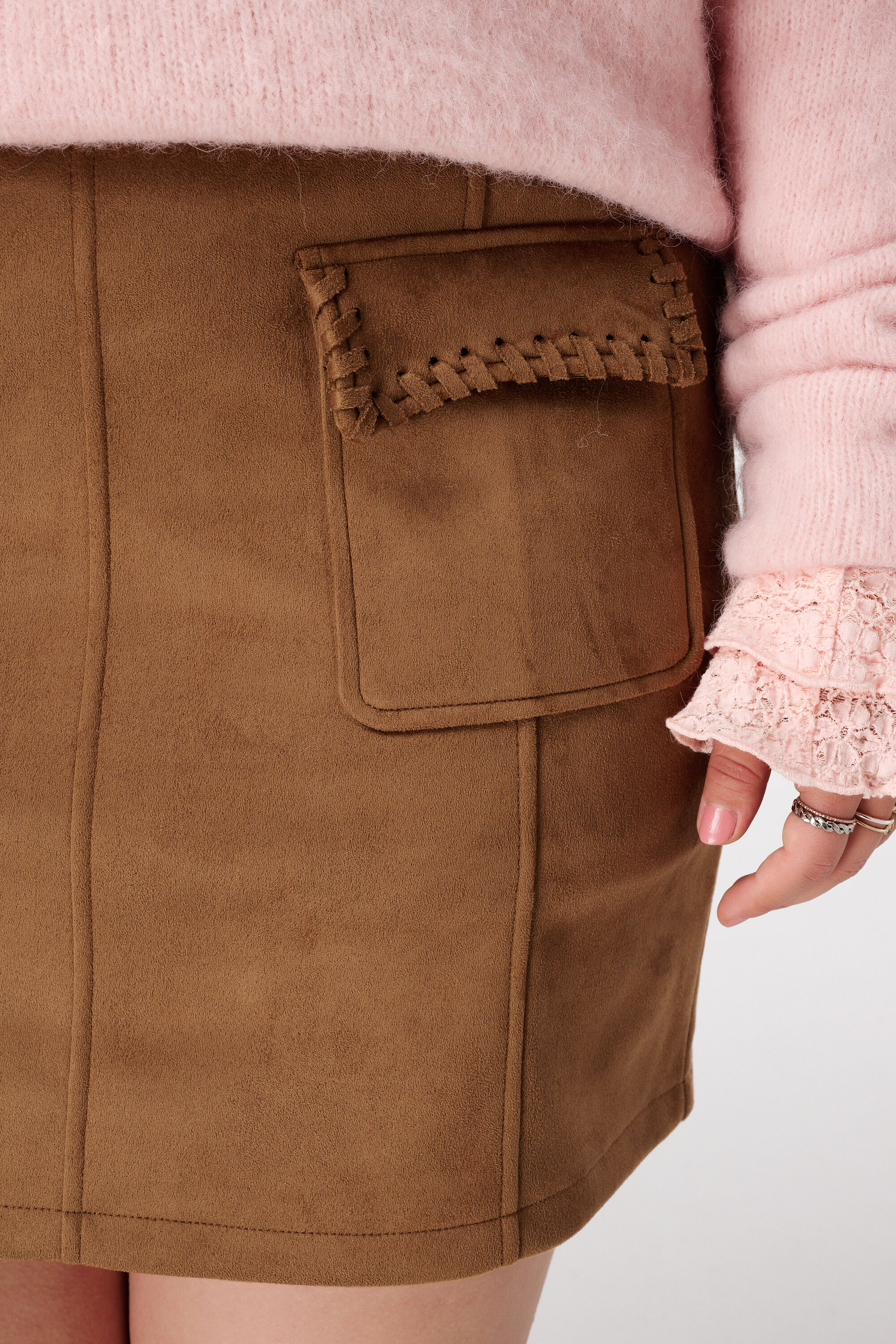 Jupe effet su&eacute;dine avec surpiq&ucirc;res image number 4