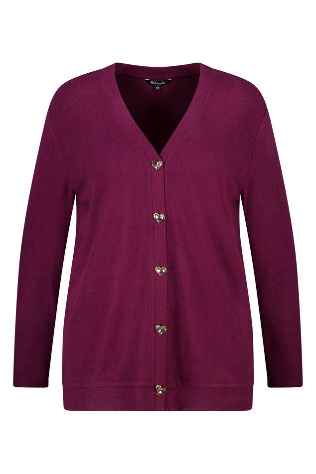 Cardigan avec boutons en forme de cœur dorés image number 1