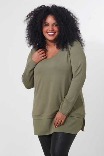 T-shirt avec ourlet en mousseline de soie