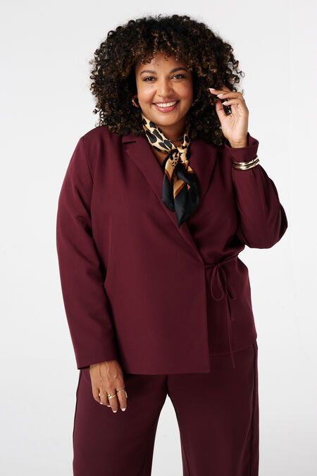 Blazer à revers avec ceinture à nouer Blazer à revers avec ceinture à nouer