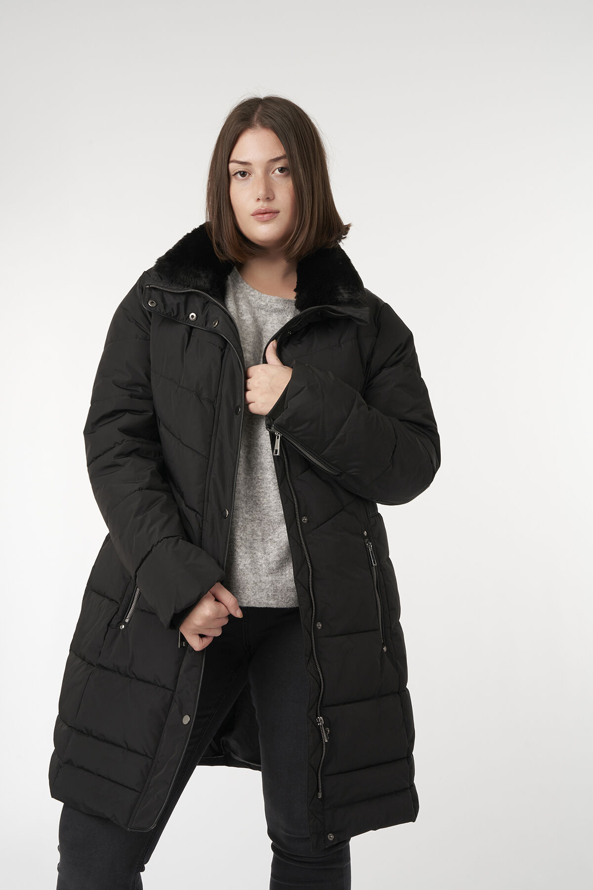 Long manteau matelass&eacute; image number 4