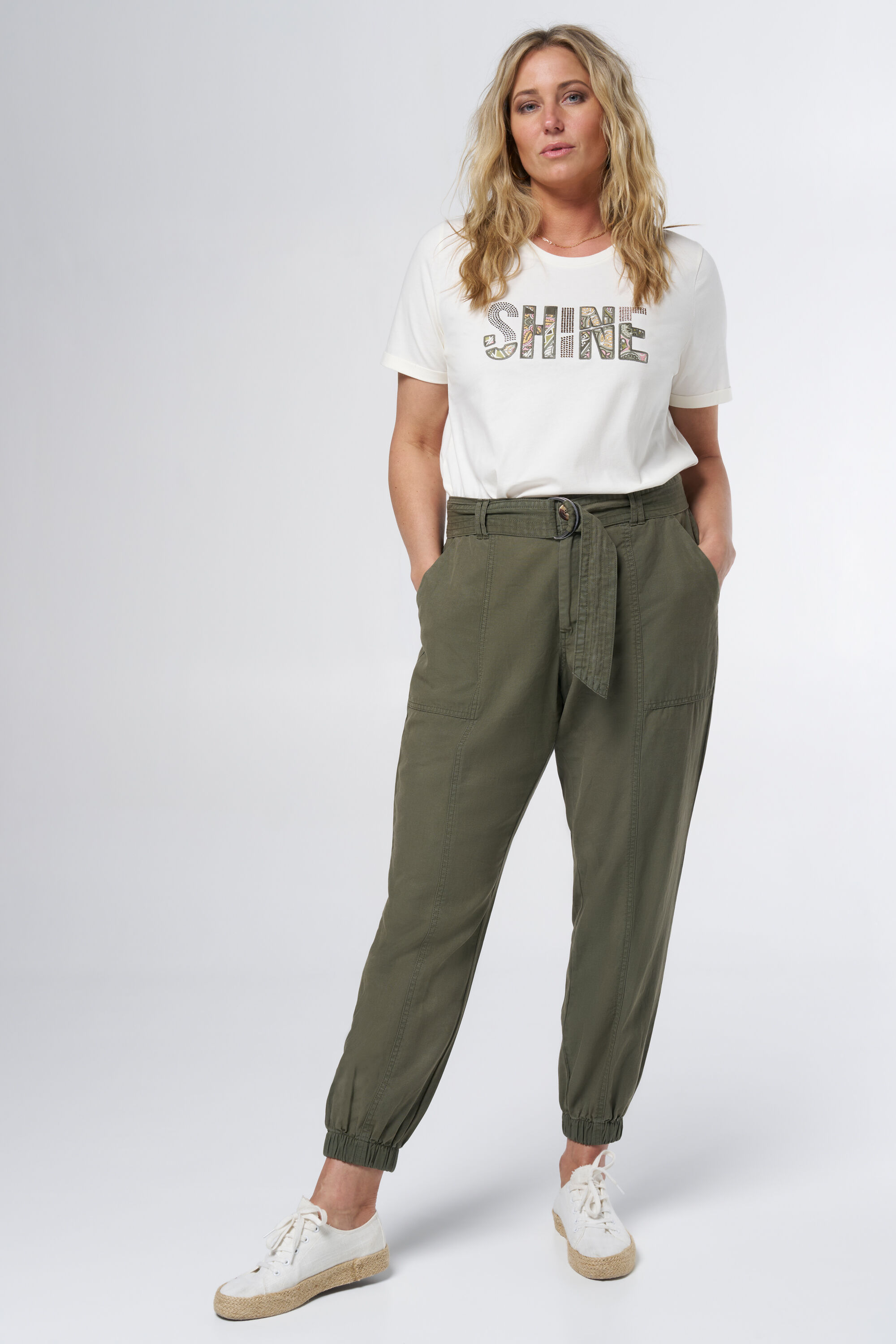 Femmes Pantalon avec ceinture MS Mode