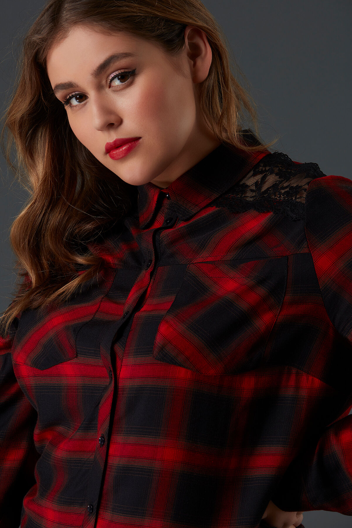 Chemisier &eacute;cossais &agrave; lacets     image number 5