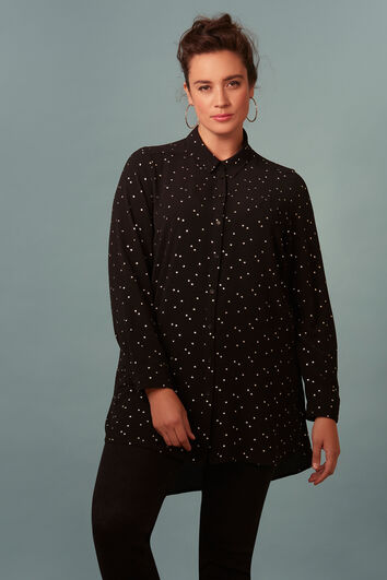 Chemisier long avec imprim&eacute; &eacute;toiles
