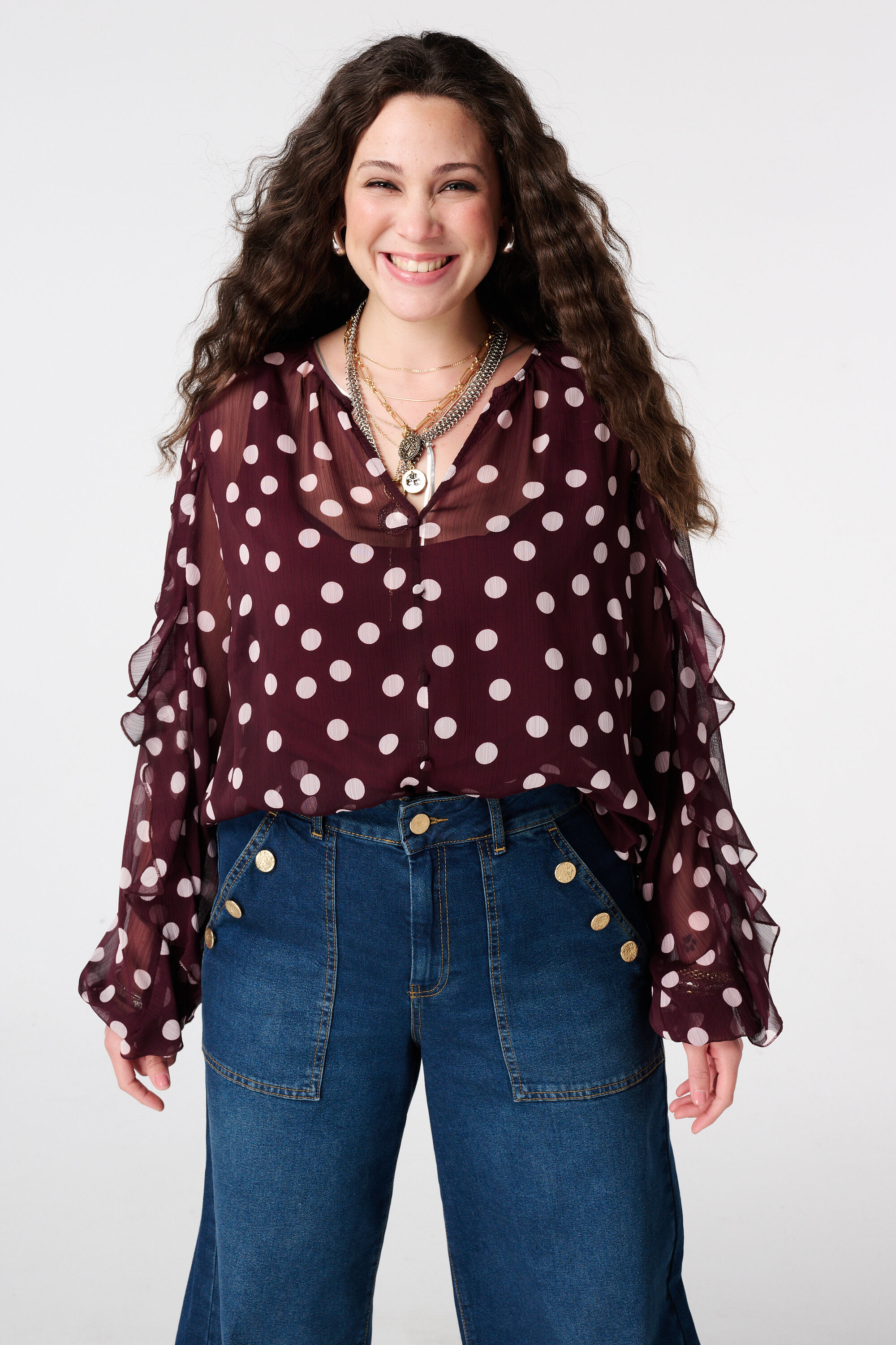 Blouse en mesh avec volants image number 0
