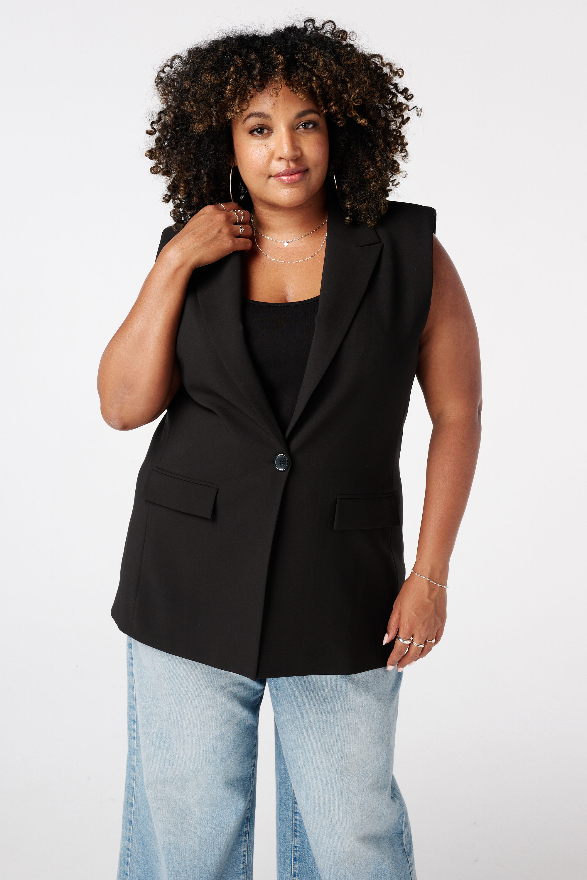 Gilet sans manches &agrave; boutons