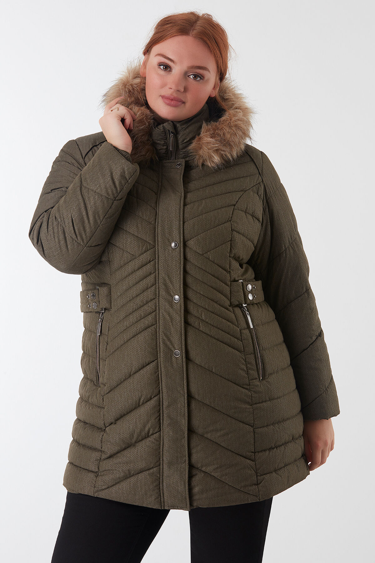 Manteau d&rsquo;hiver matelass&eacute; avec col en fausse fourrure image number 3
